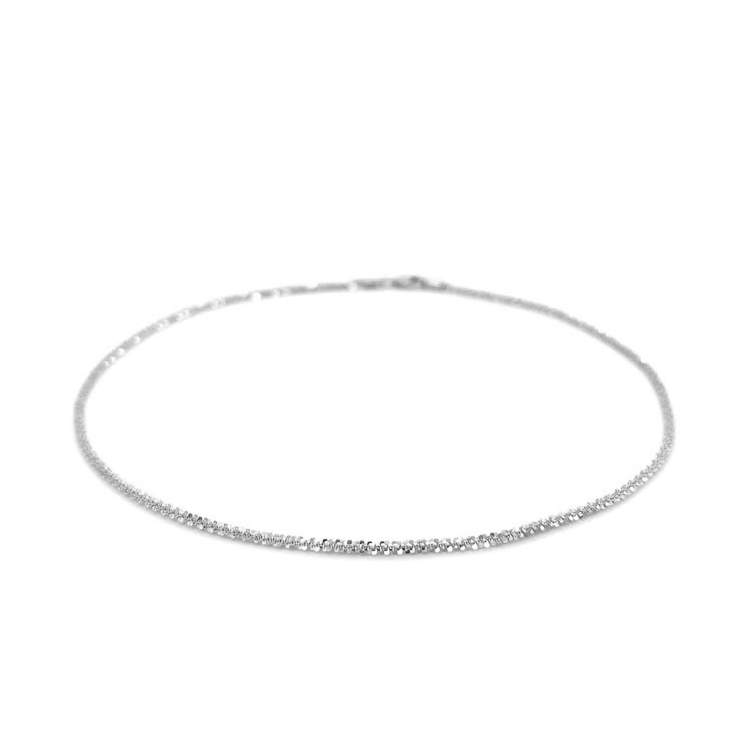 14k White Gold Sparkle Anklet 1.5mm