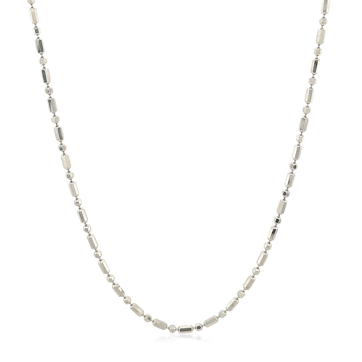 14k White Gold Diamond-Cut Alternating Bead Chain (1.30 mm)