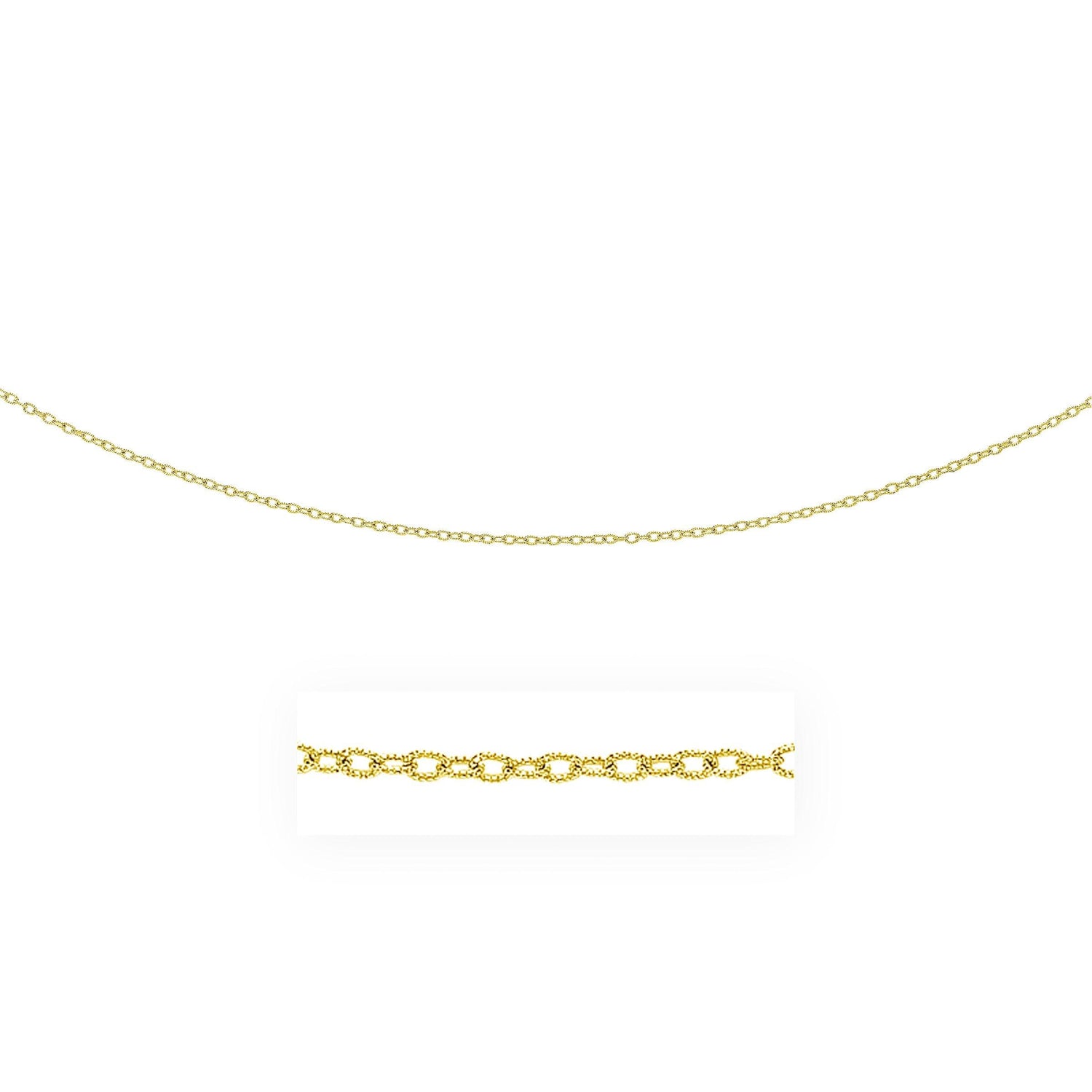 14k Yellow Gold Pendant Chain with Textured Links (2.50 mm)