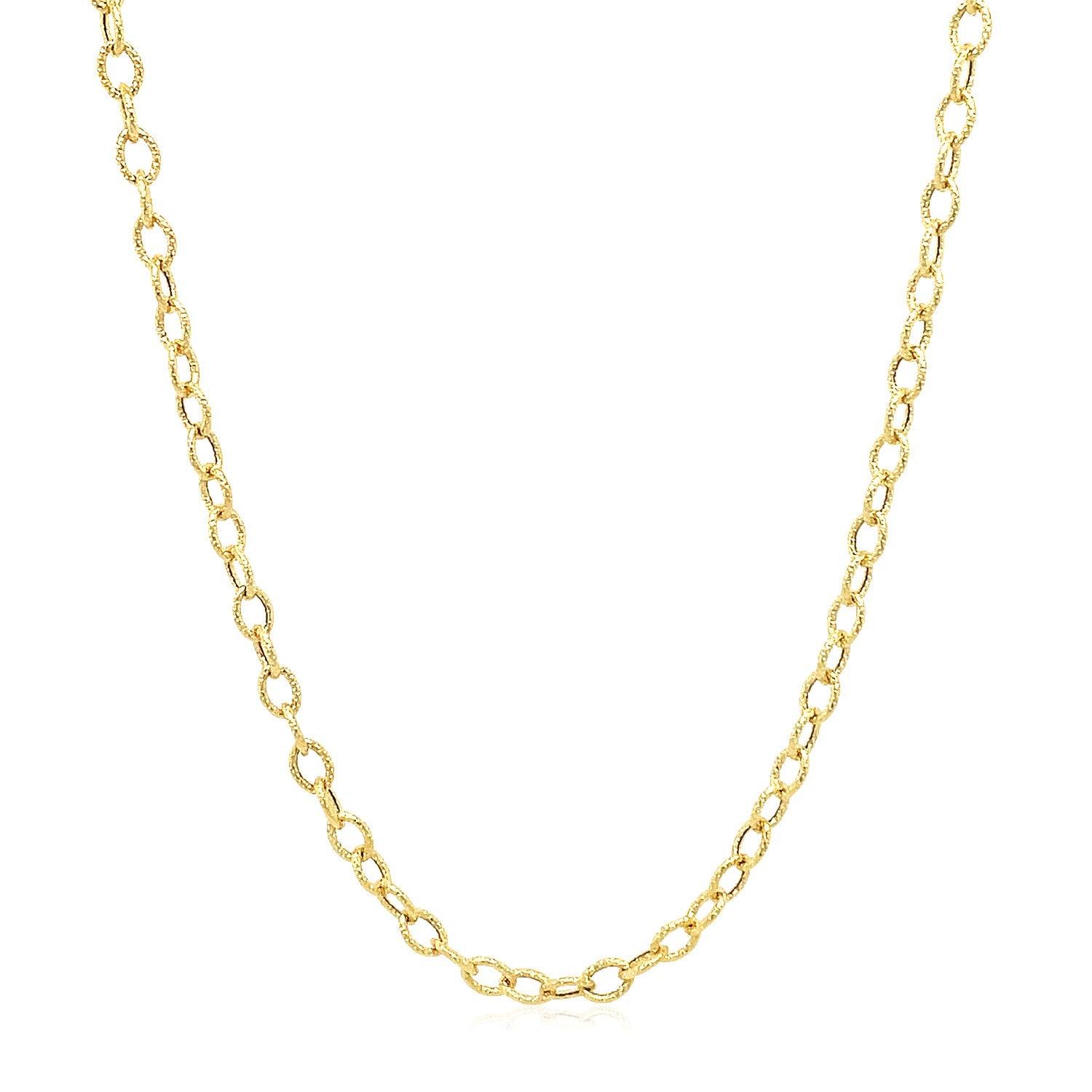 14k Yellow Gold Pendant Chain with Textured Links (2.50 mm)