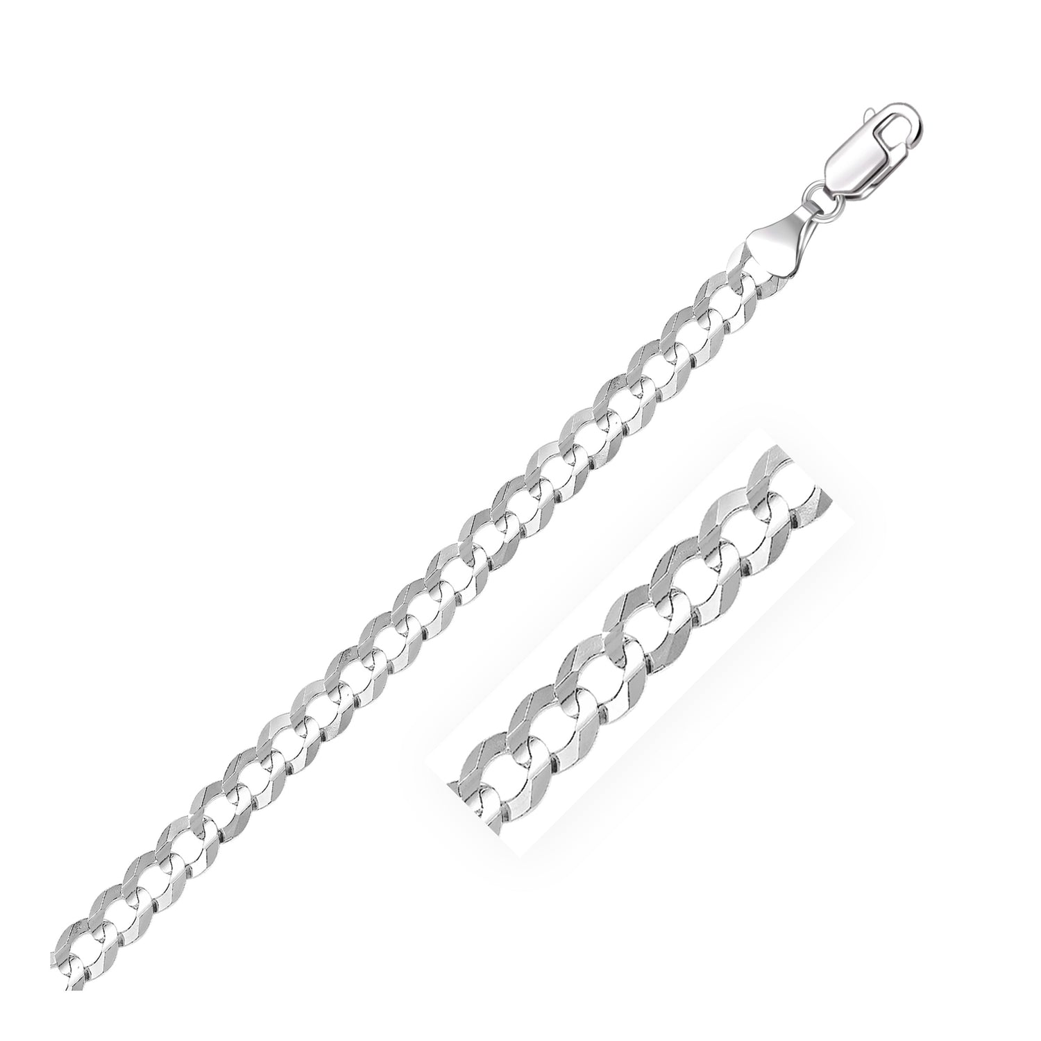 14k White Gold Solid Curb Bracelet (5.70 mm)