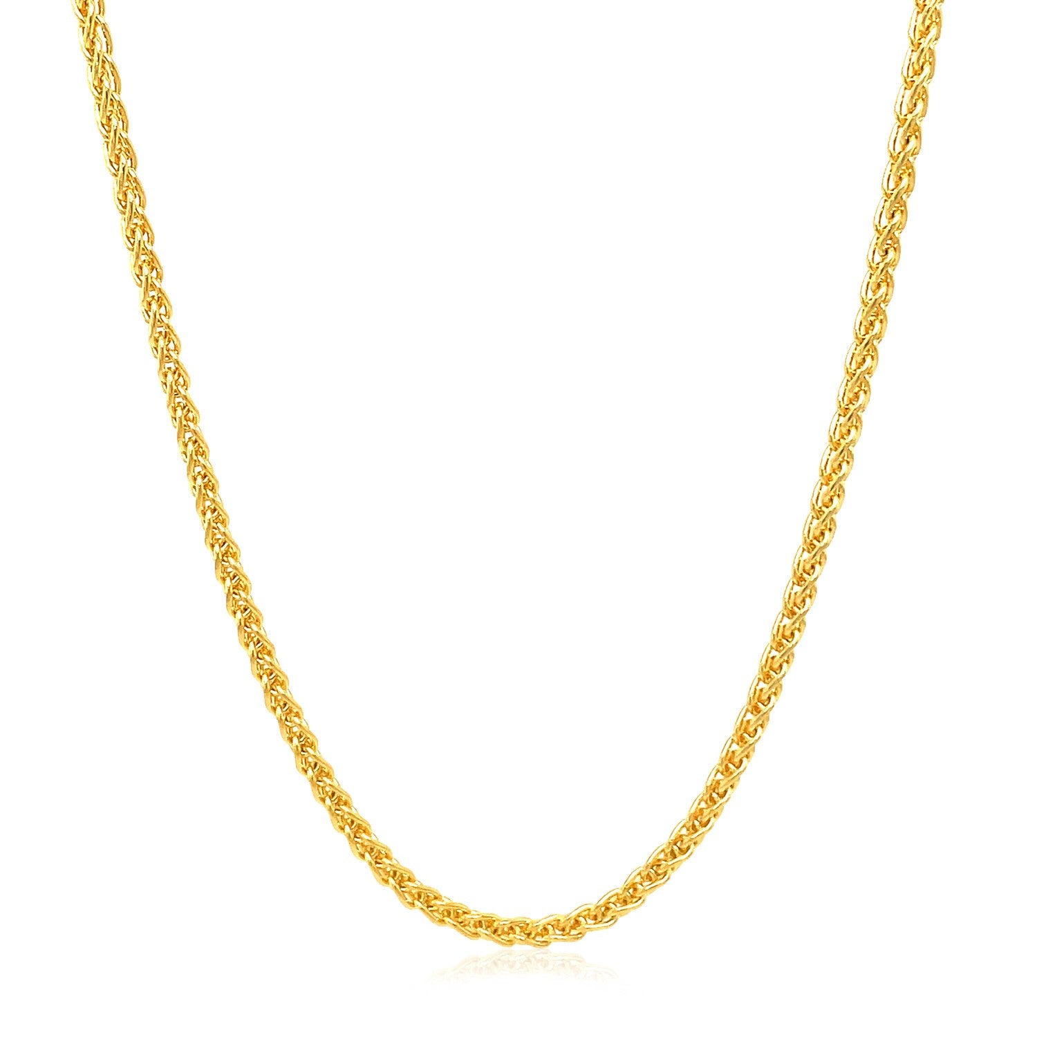 14k Yellow Gold Round Wheat Chain (2.1 mm)