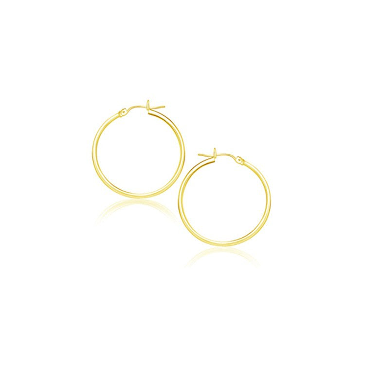 14k Yellow Gold Polished Hoop Earrings (2x20mm)