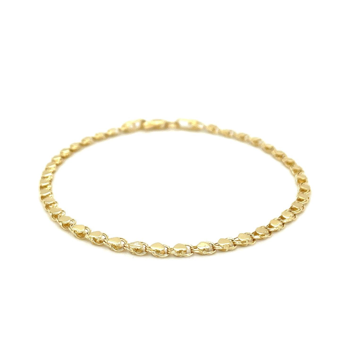 14k Yellow Gold Heart Bracelet (3.00 mm)