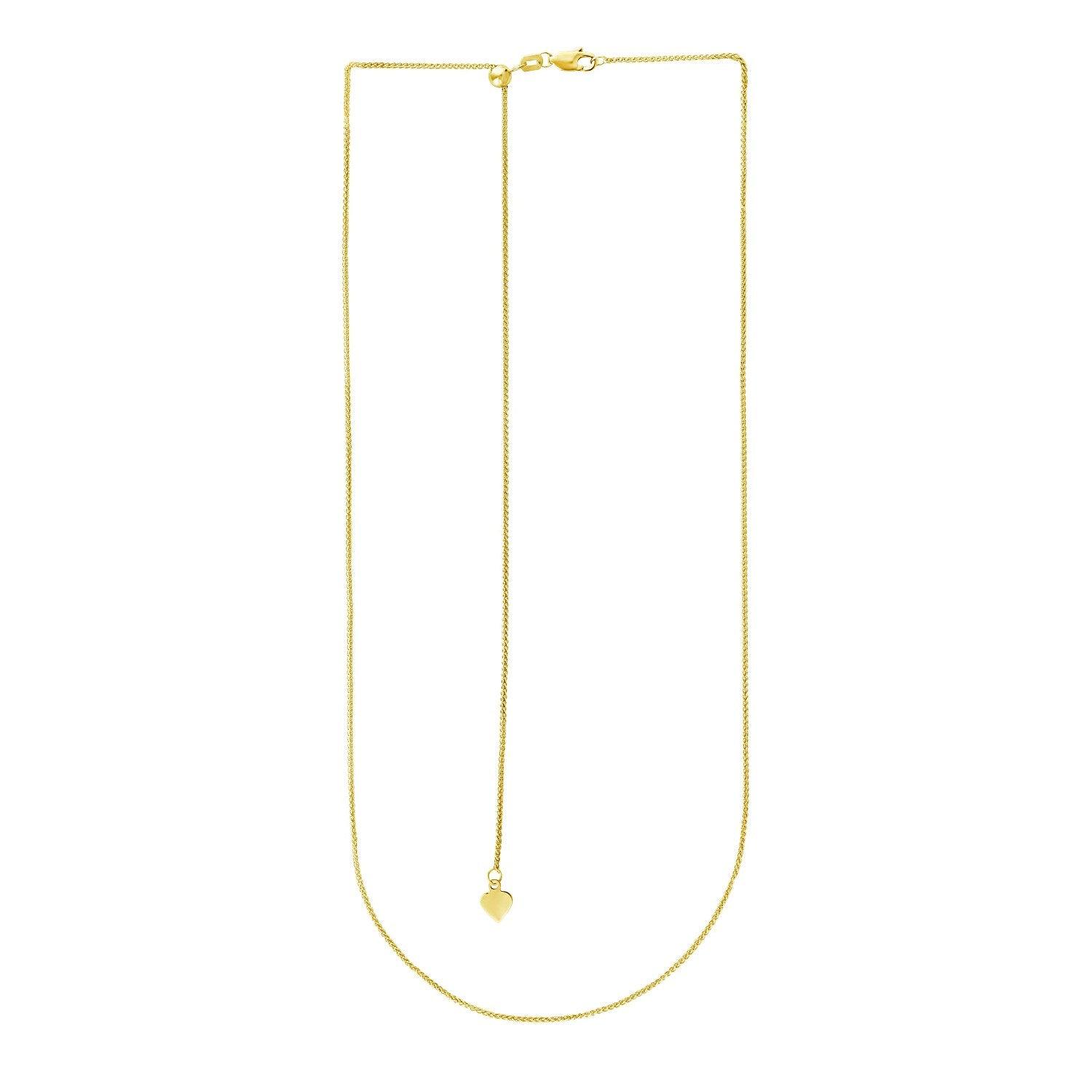 14k Yellow Gold Adjustable Wheat Chain (1.00 mm)