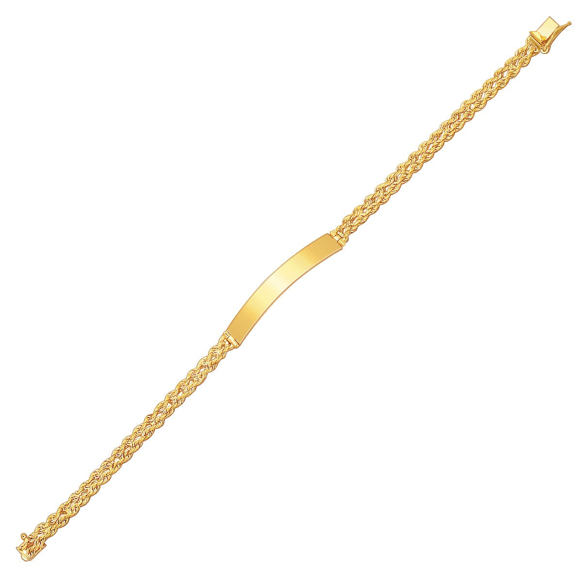 14k Yellow Gold ID Bracelet with Double Rope Chain (3.00 mm)