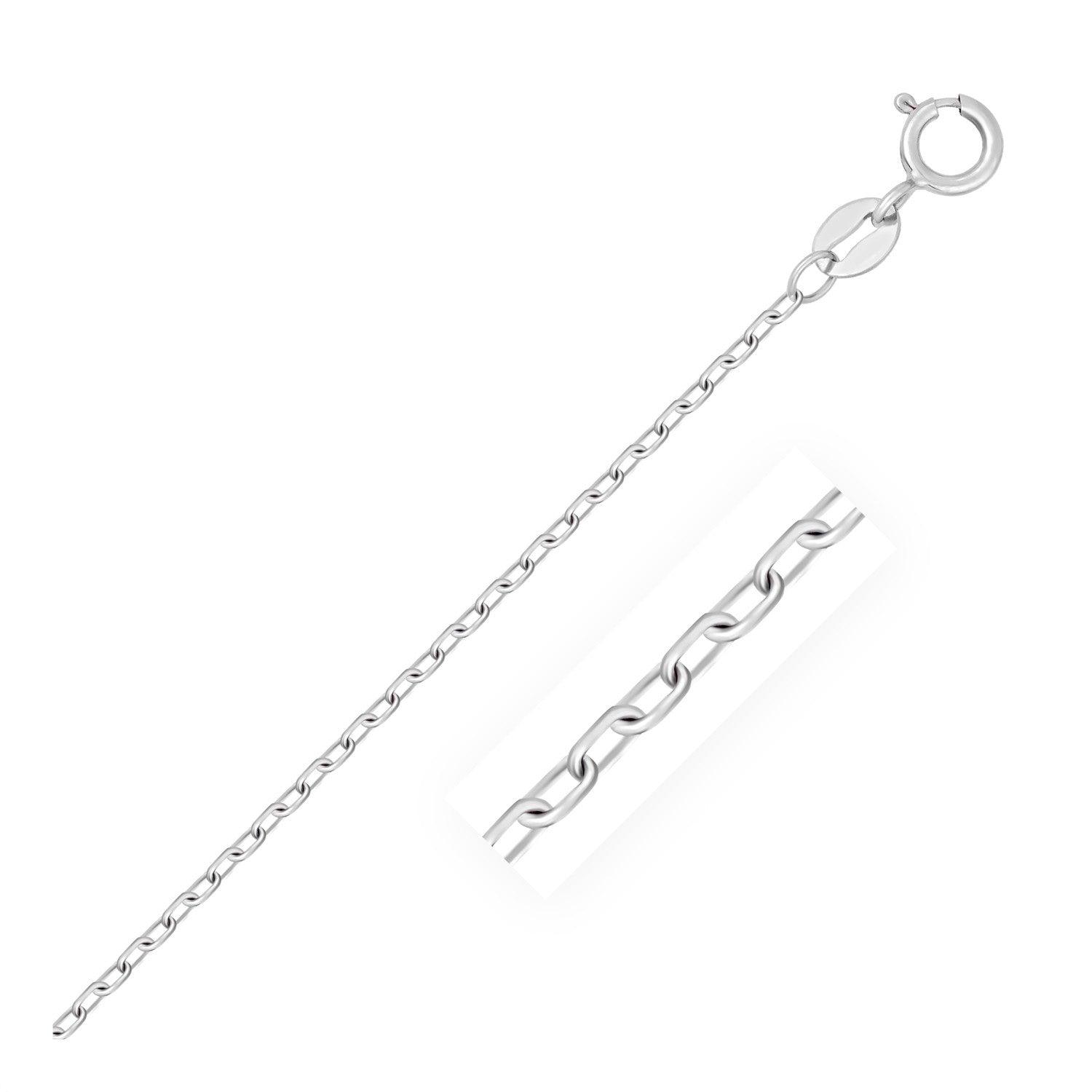 14k White Gold Faceted Cable Link Chain (1.2 mm)