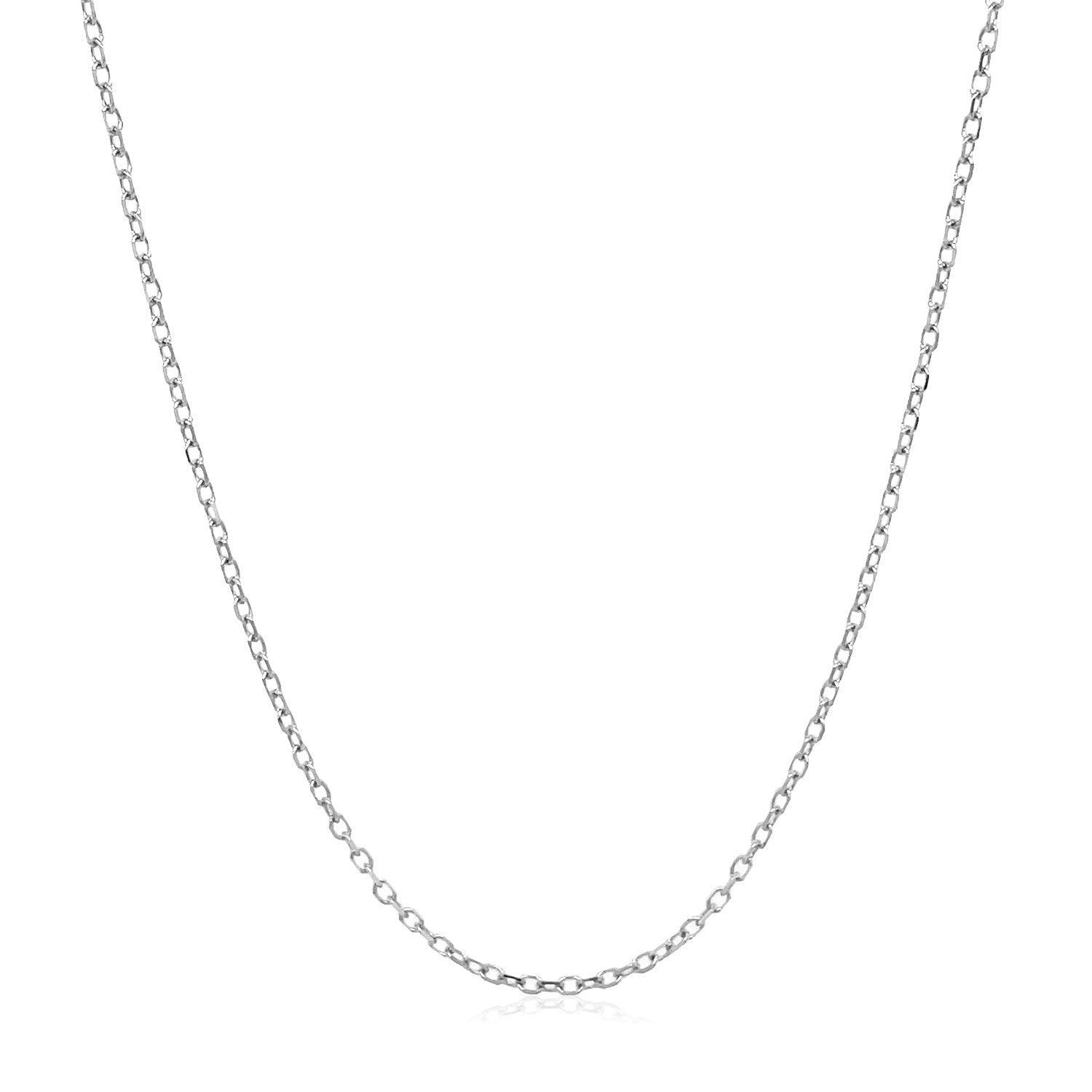 14k White Gold Faceted Cable Link Chain (1.20 mm)