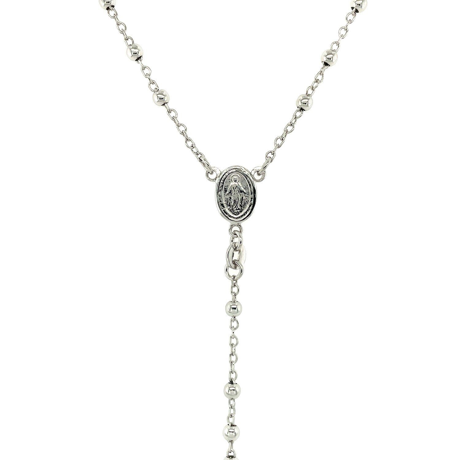 Fine Rosary Chain and Bead Necklace in Sterling Silver