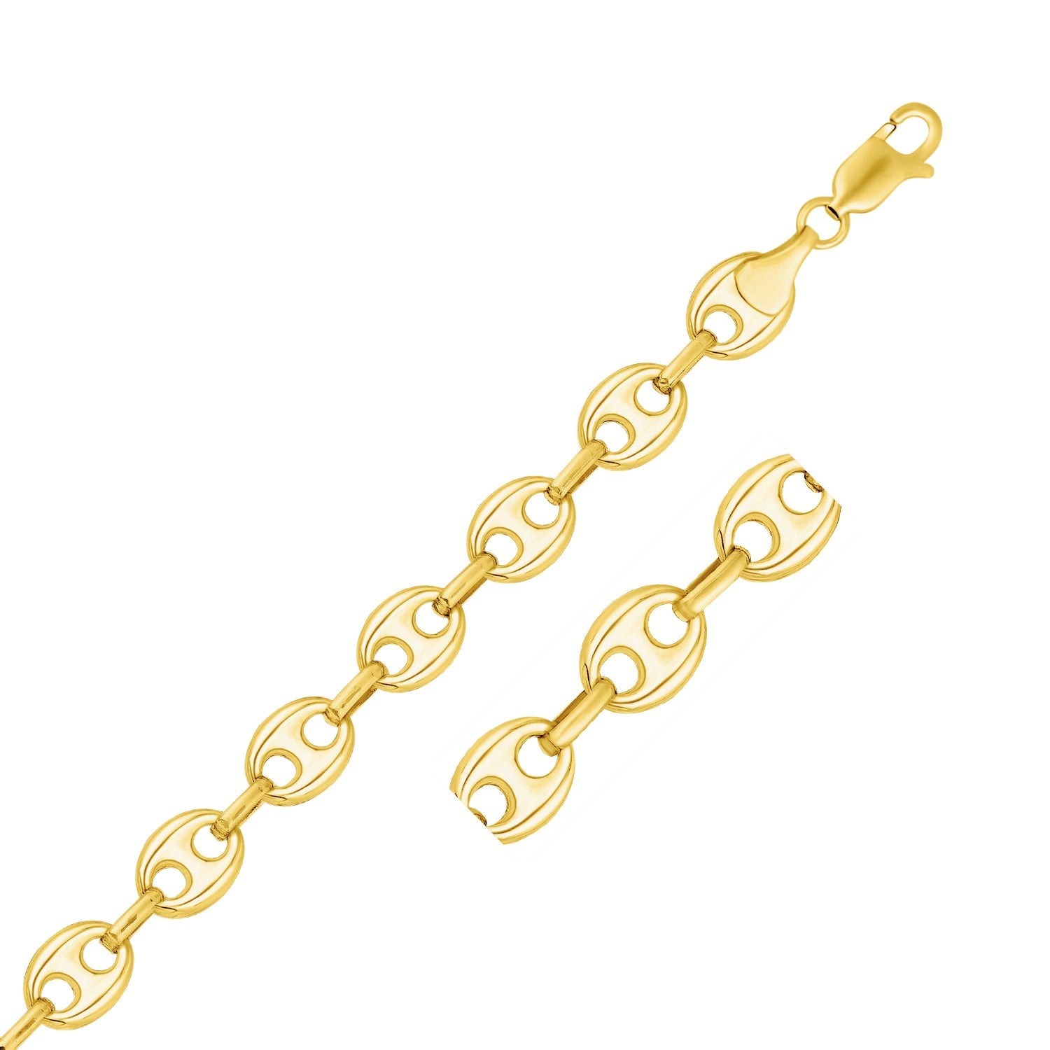 14k Yellow Gold Puffed Mariner Link Bracelet (11.00 mm)