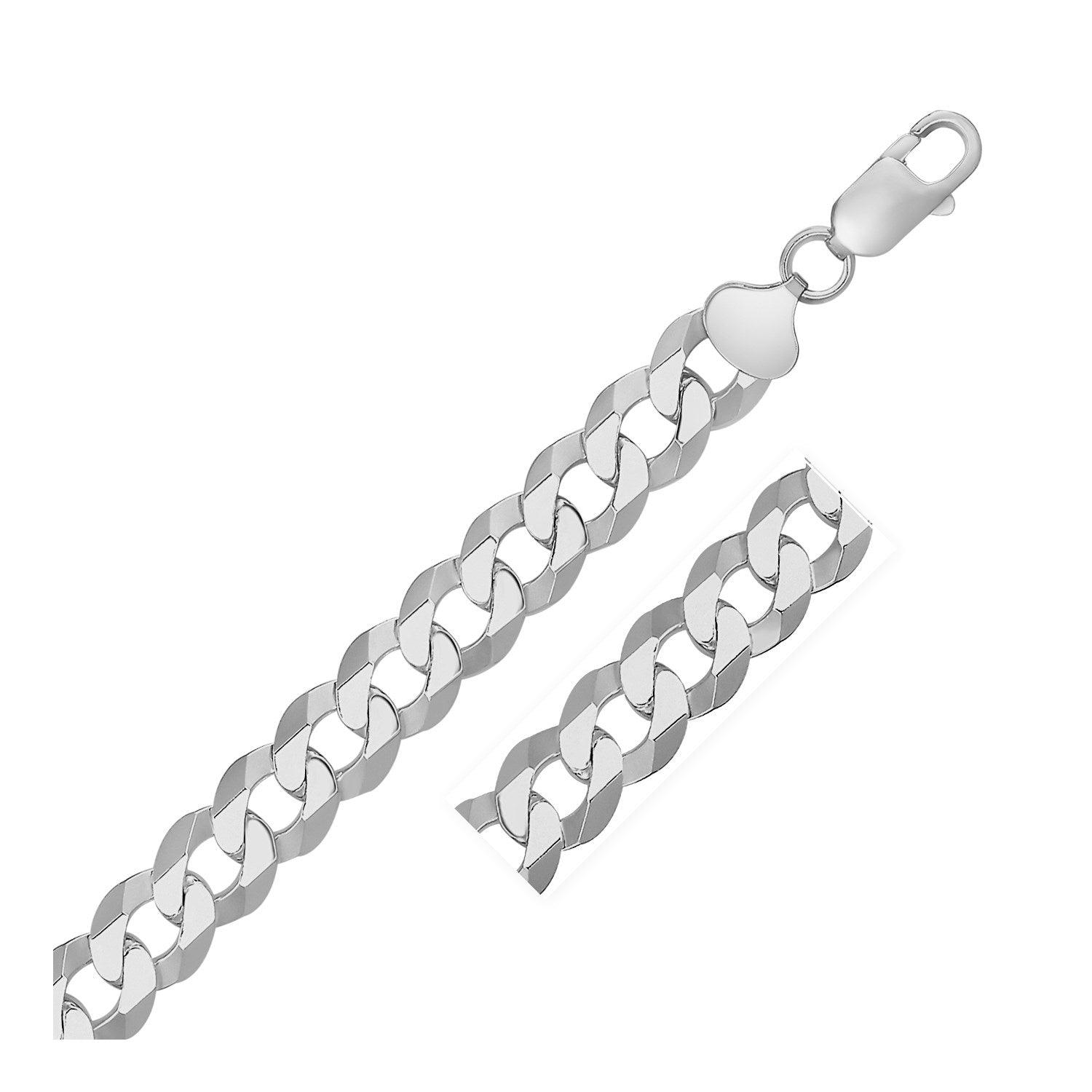 Rhodium Plated Sterling Silver Curb Style Bracelet (13.60 mm)