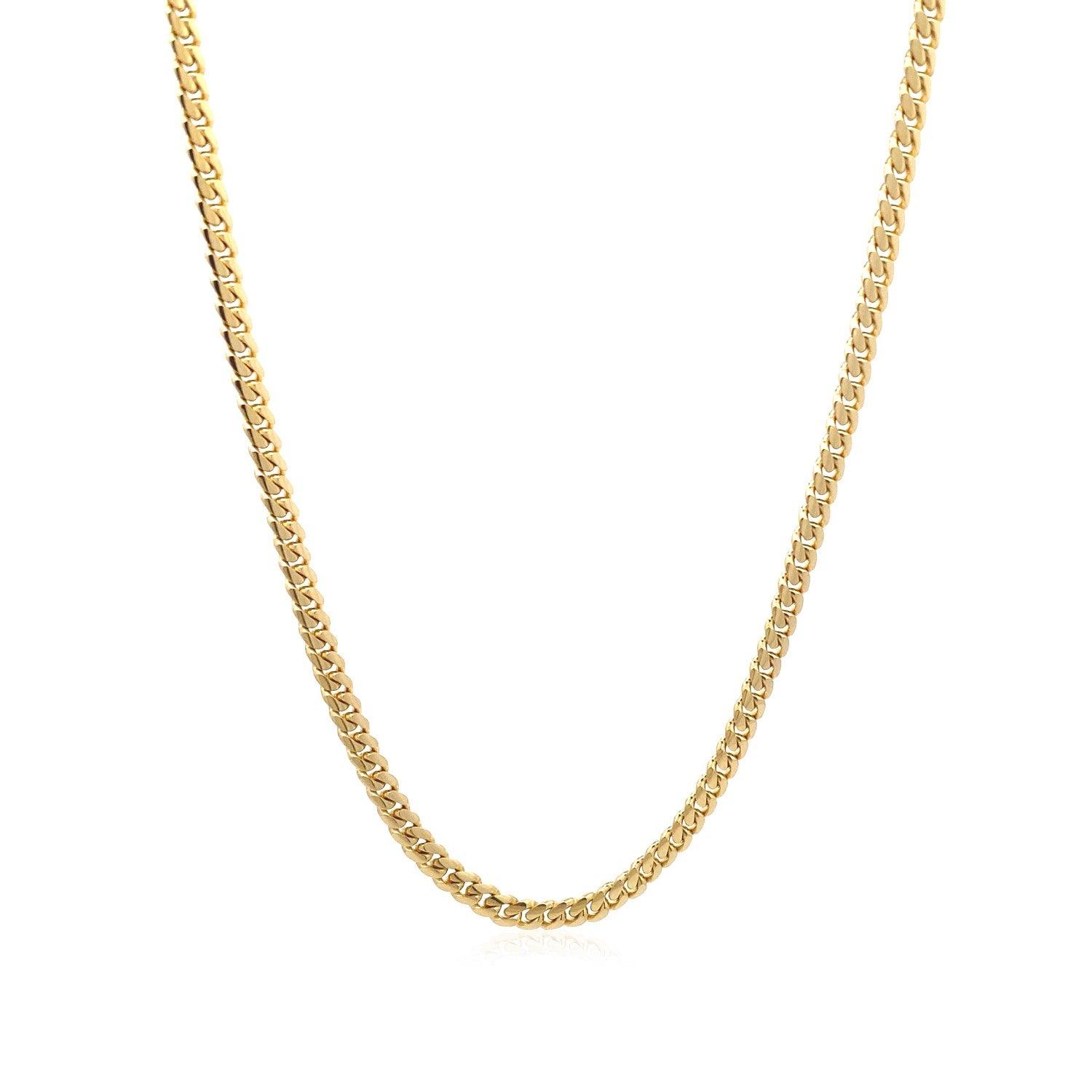 14k Yellow Gold Classic Solid Miami Cuban Chain (3.20 mm)