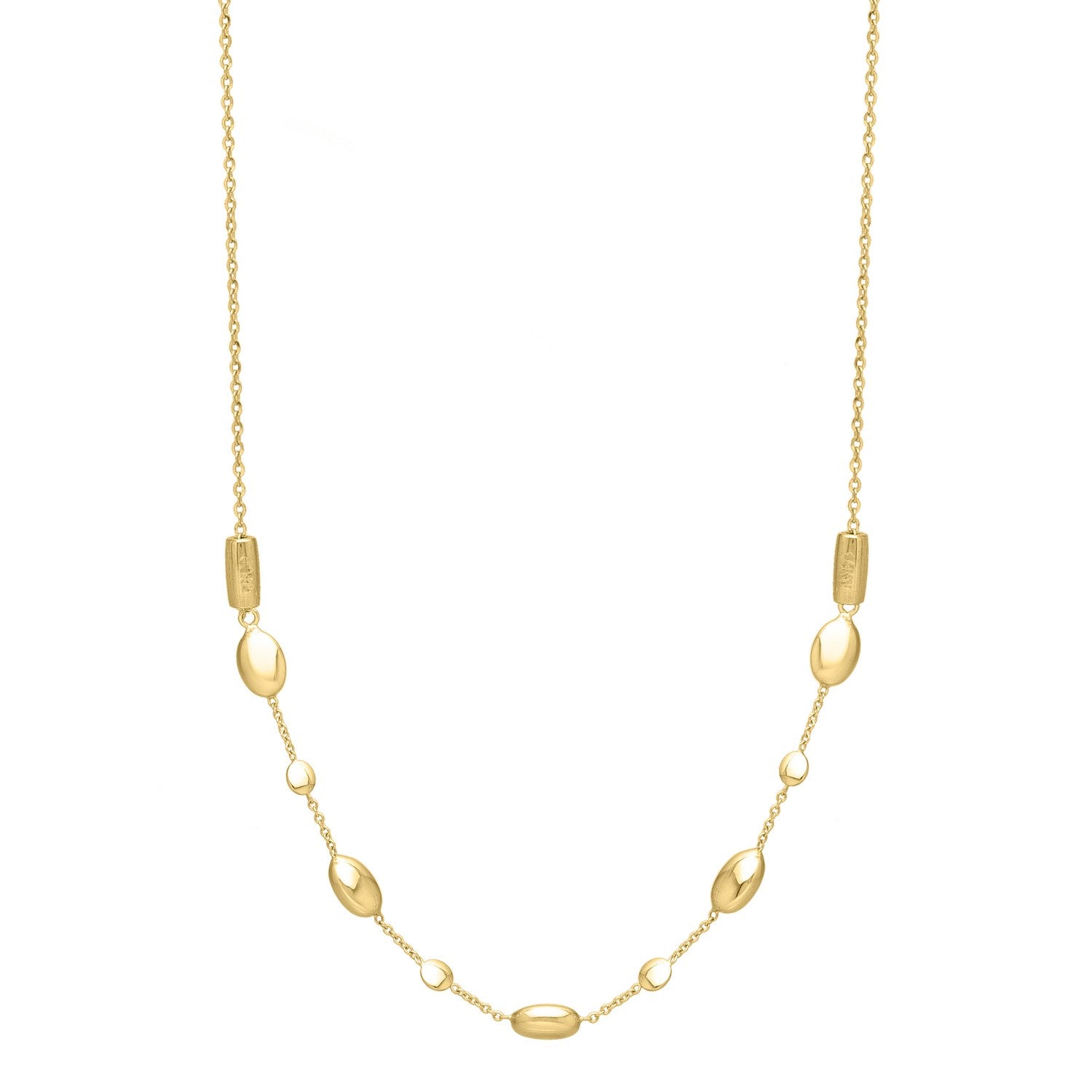 Adjustable Puff Pebble Necklace in 14K Yellow Gold