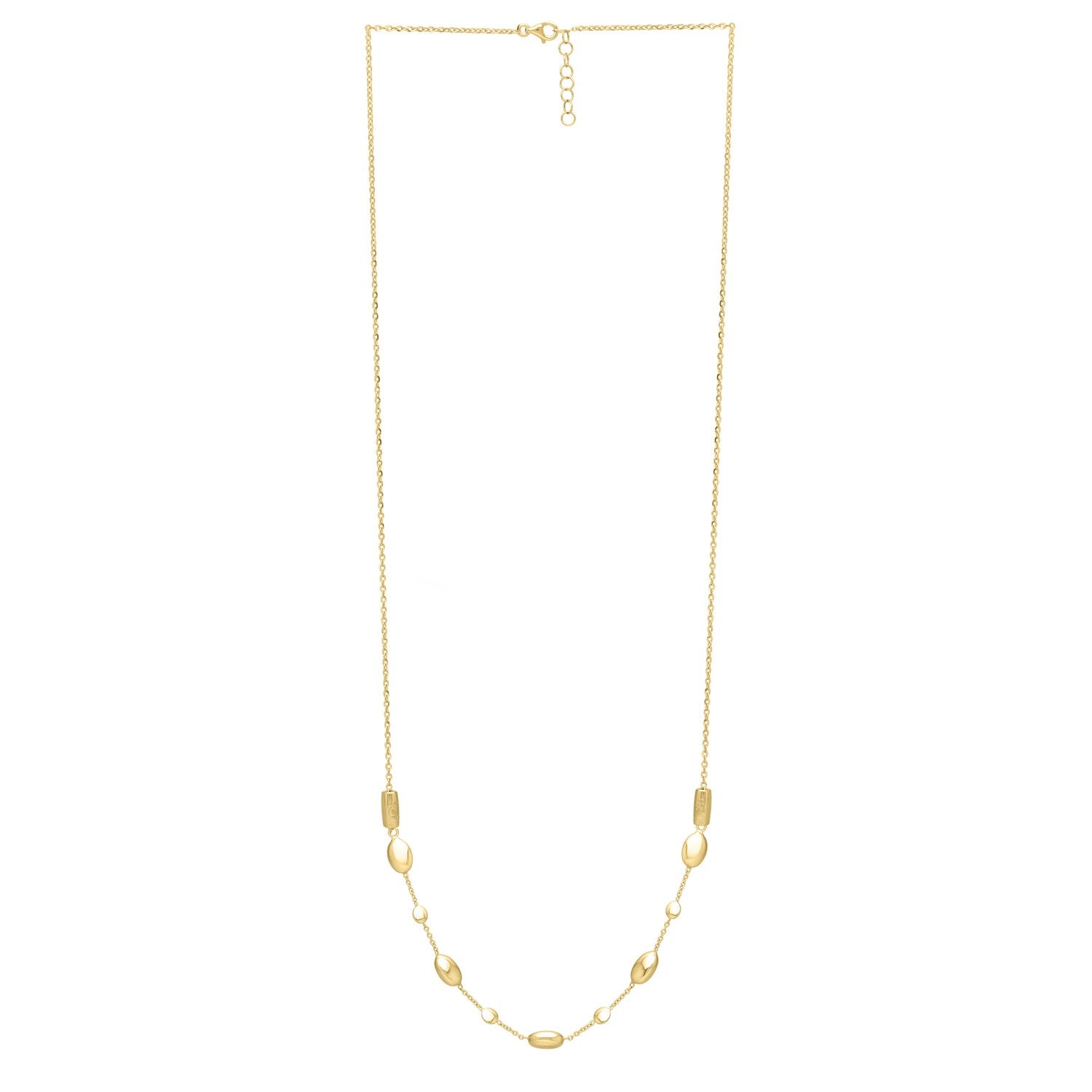 14k Yellow Gold Adjustable Puff Pebble Necklace