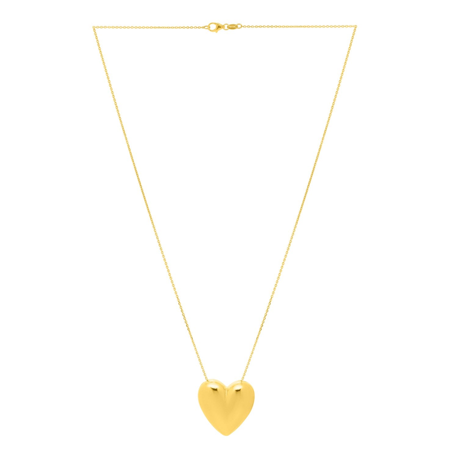 Large Puffed Heart Necklace in 14K Yellow Gold