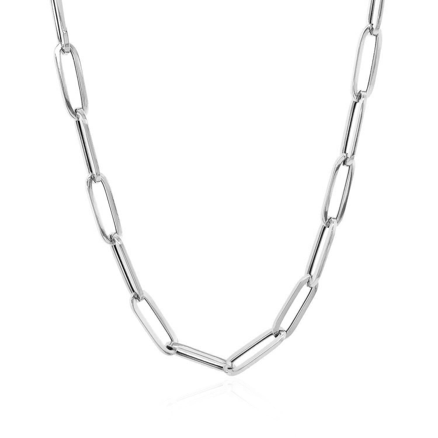 14k White Gold Bold Paperclip Chain (4.20 mm)