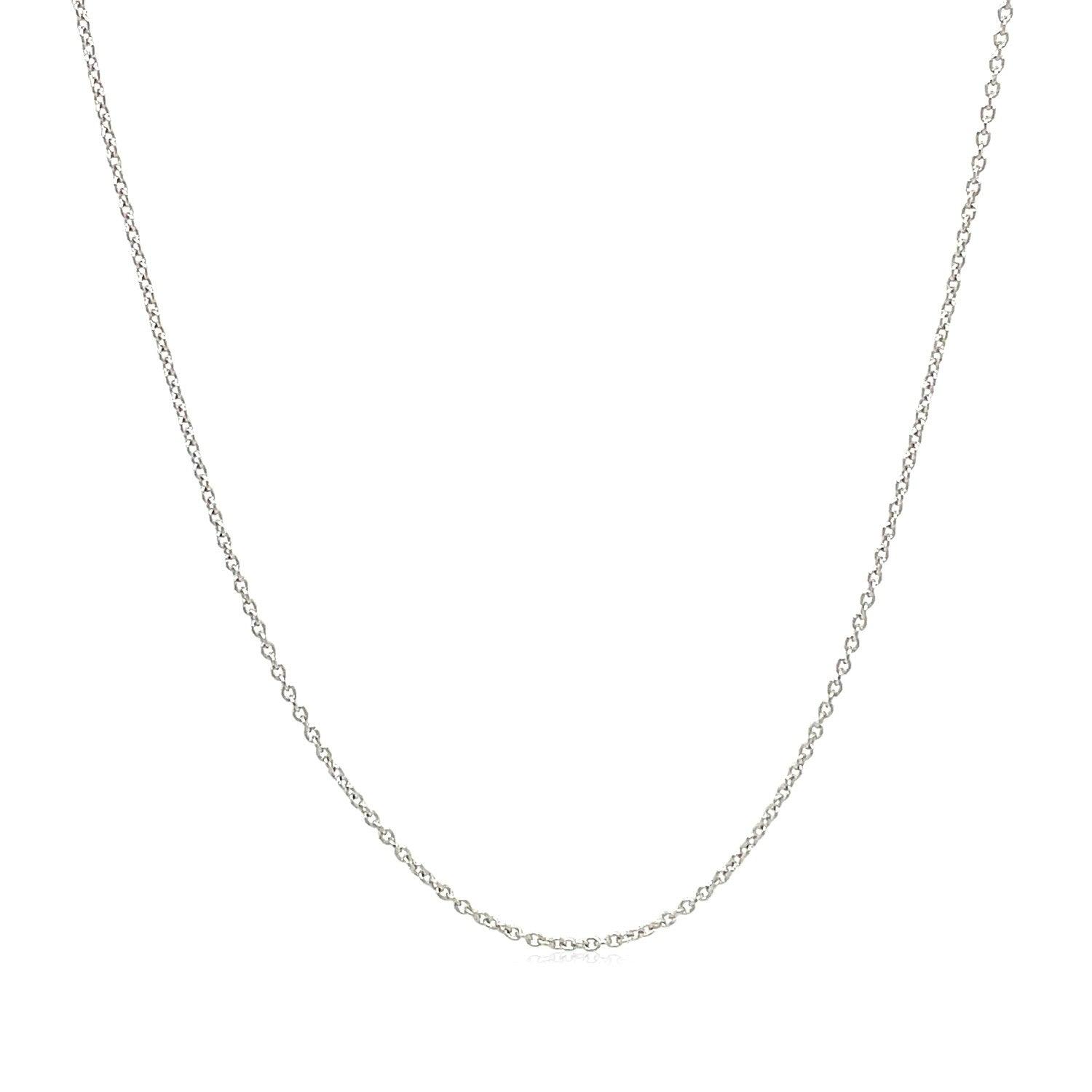 14k White Gold Oval Cable Link Chain (0.85 mm)