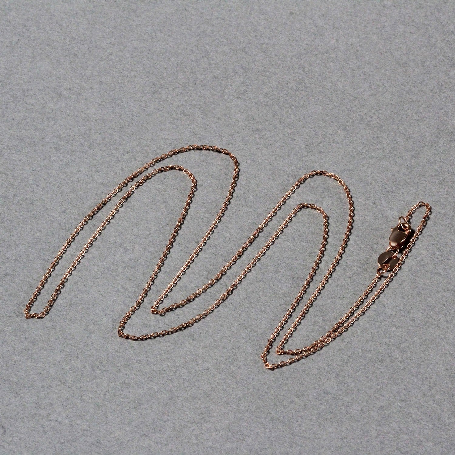 18k Rose Gold Diamond Cut Cable Link Chain (0.80 mm), SKU