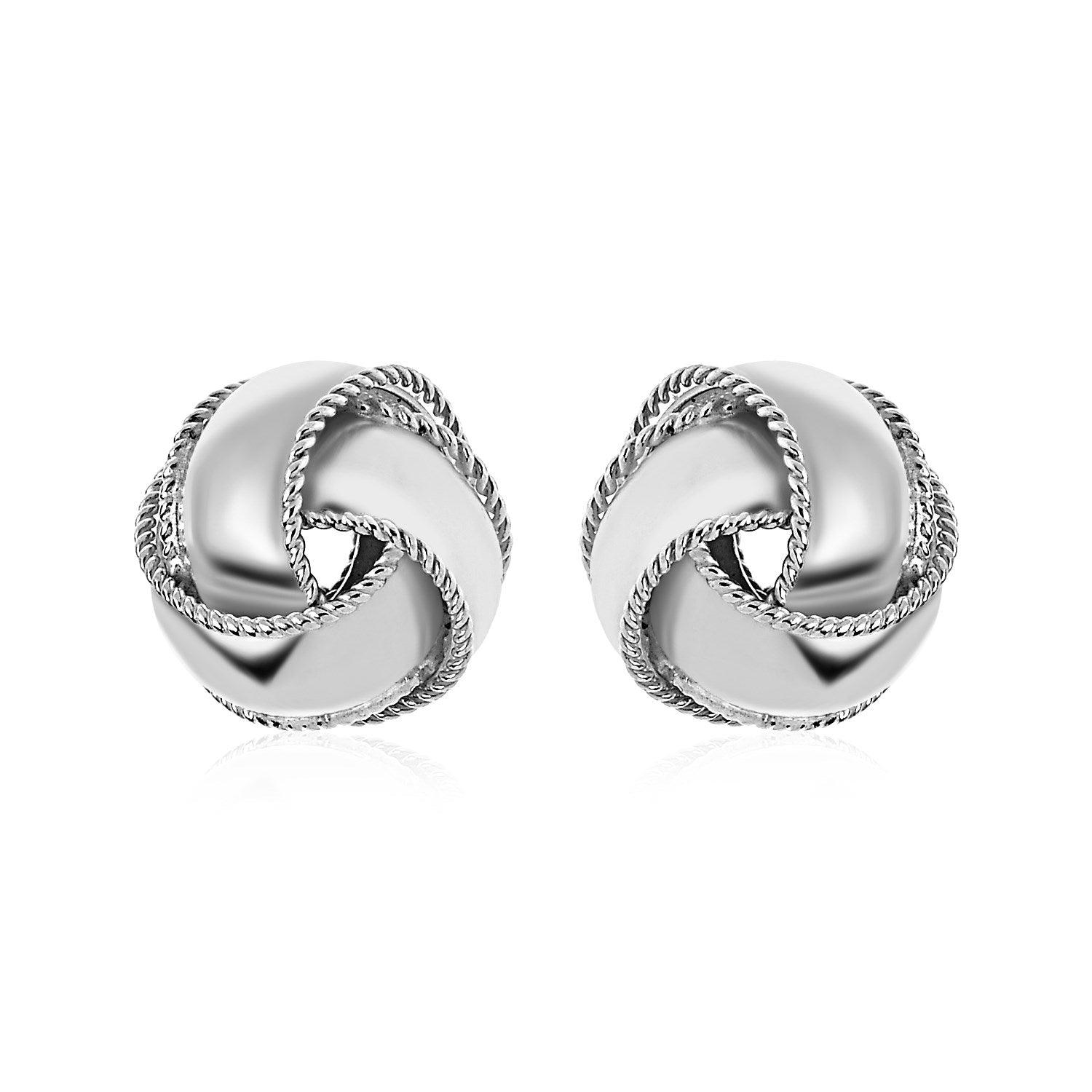 Textured and Polished Love Knot Earrings in Sterling Silver(13mm)