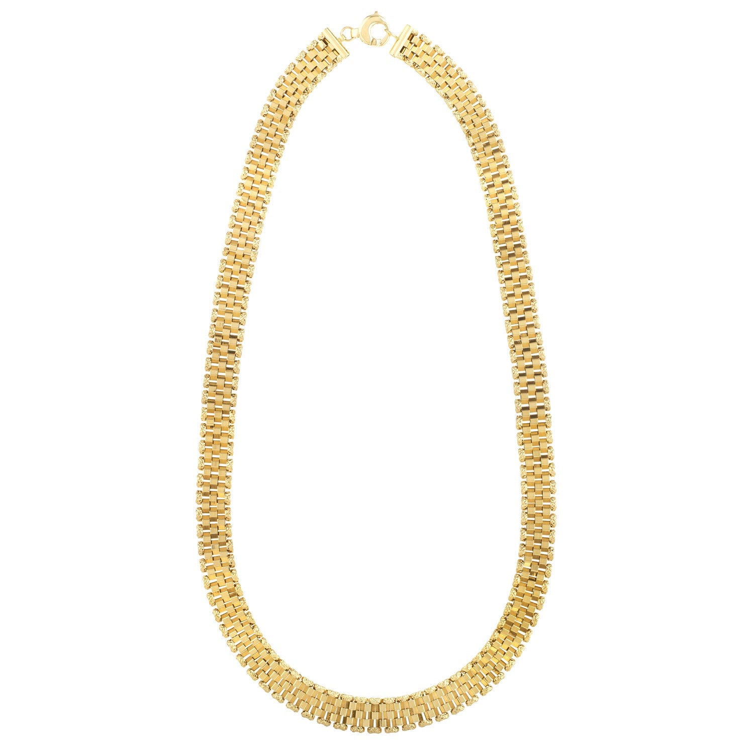 14k Yellow Gold Faceted Panther Link Chain Necklace