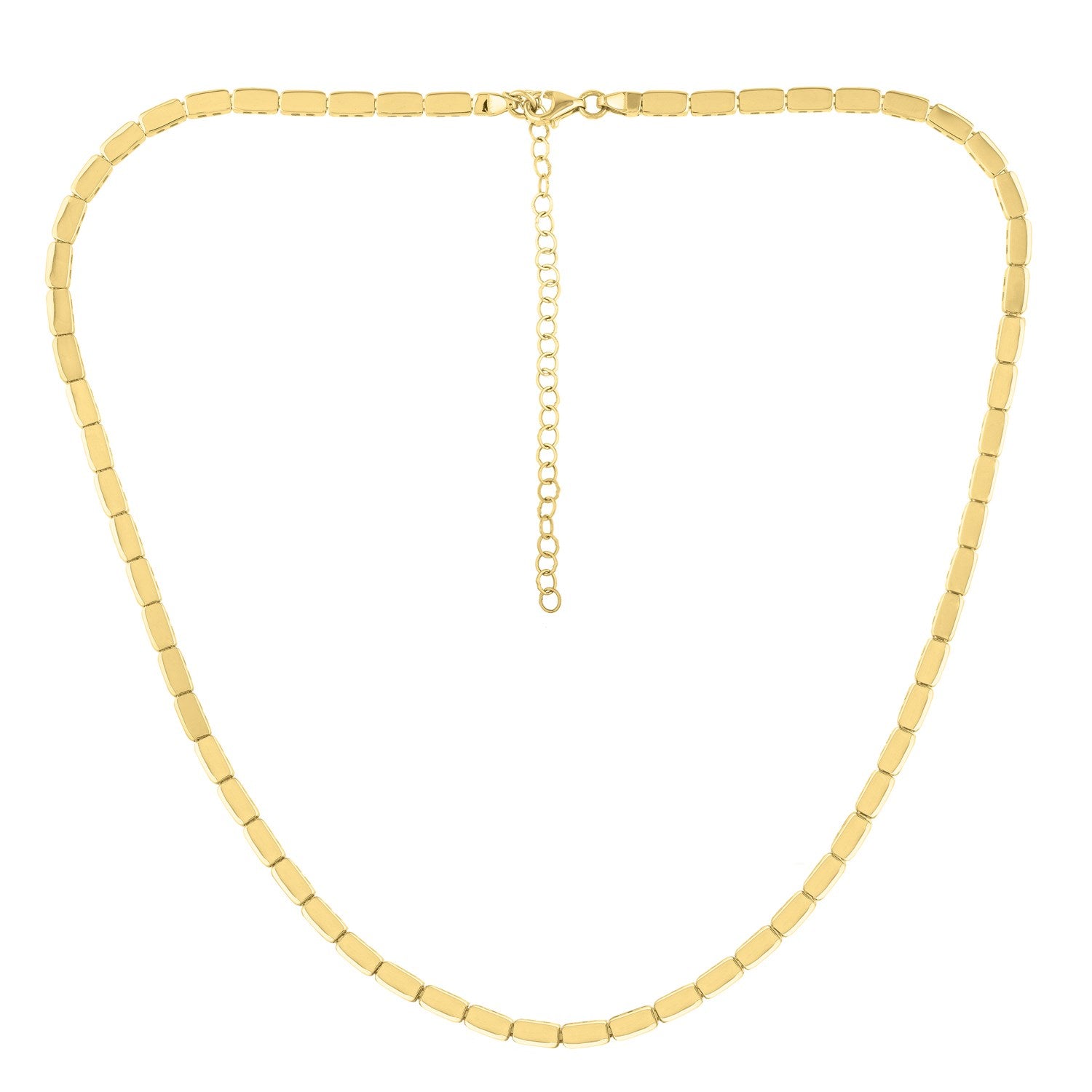 Polished Brick Rectangle Link Necklace in 14K Yellow Gold