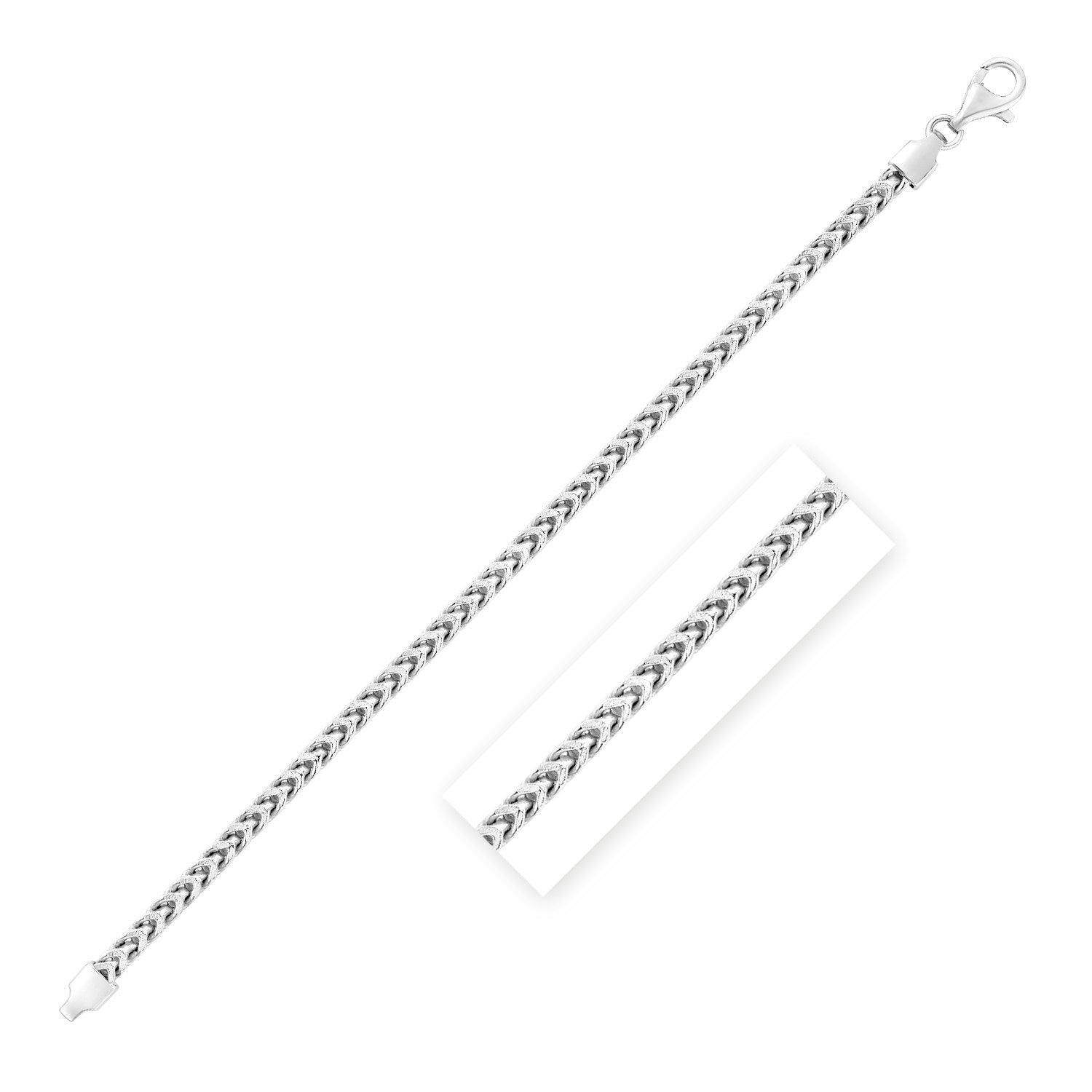 Sterling Silver Rhodium Plated Square Franco Chain (4.70 mm)