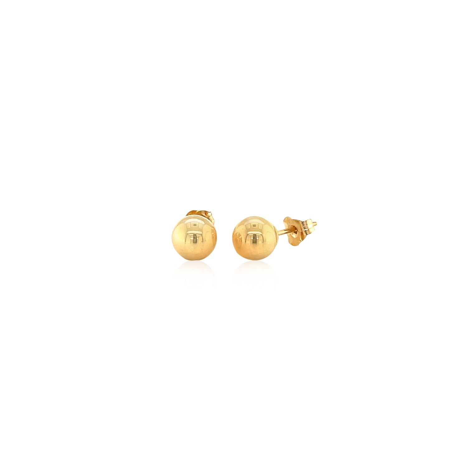 14k Yellow Gold Round Stud Earrings (6.0 mm)