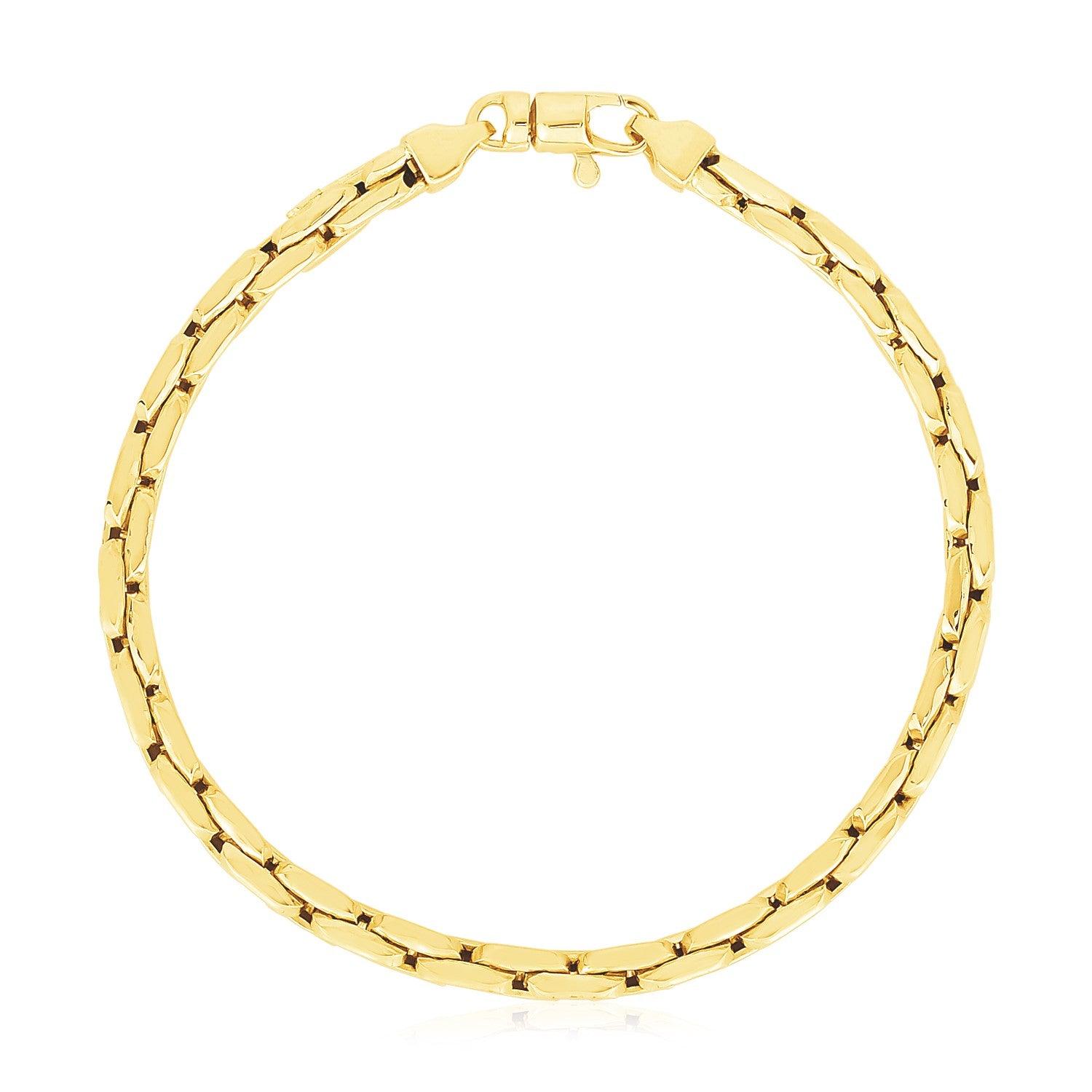 14k Yellow Gold High Polish Compressed Cable Link Bracelet (4.50 mm)