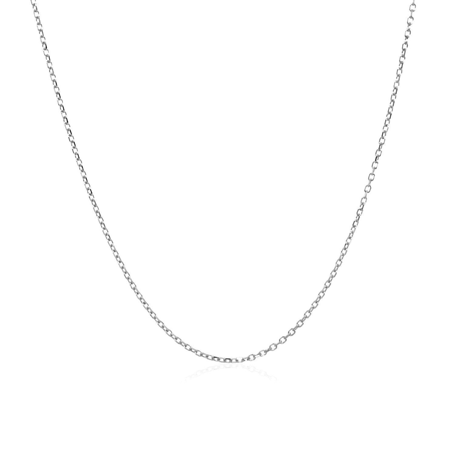 14k White Gold Diamond Cut Cable Link Chain (0.87 mm)