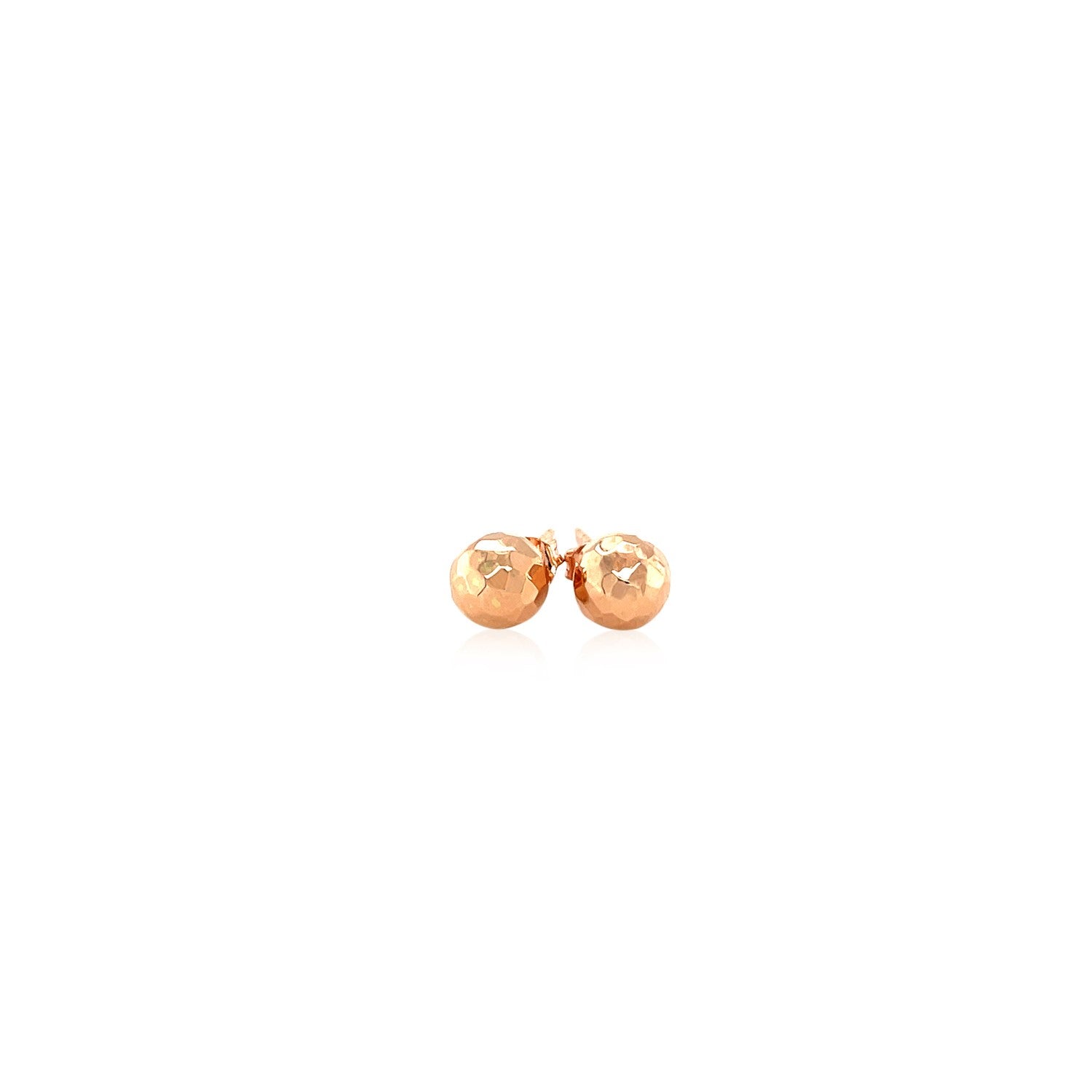 14k Rose Gold Round Faceted Style Stud Earrings(7mm)