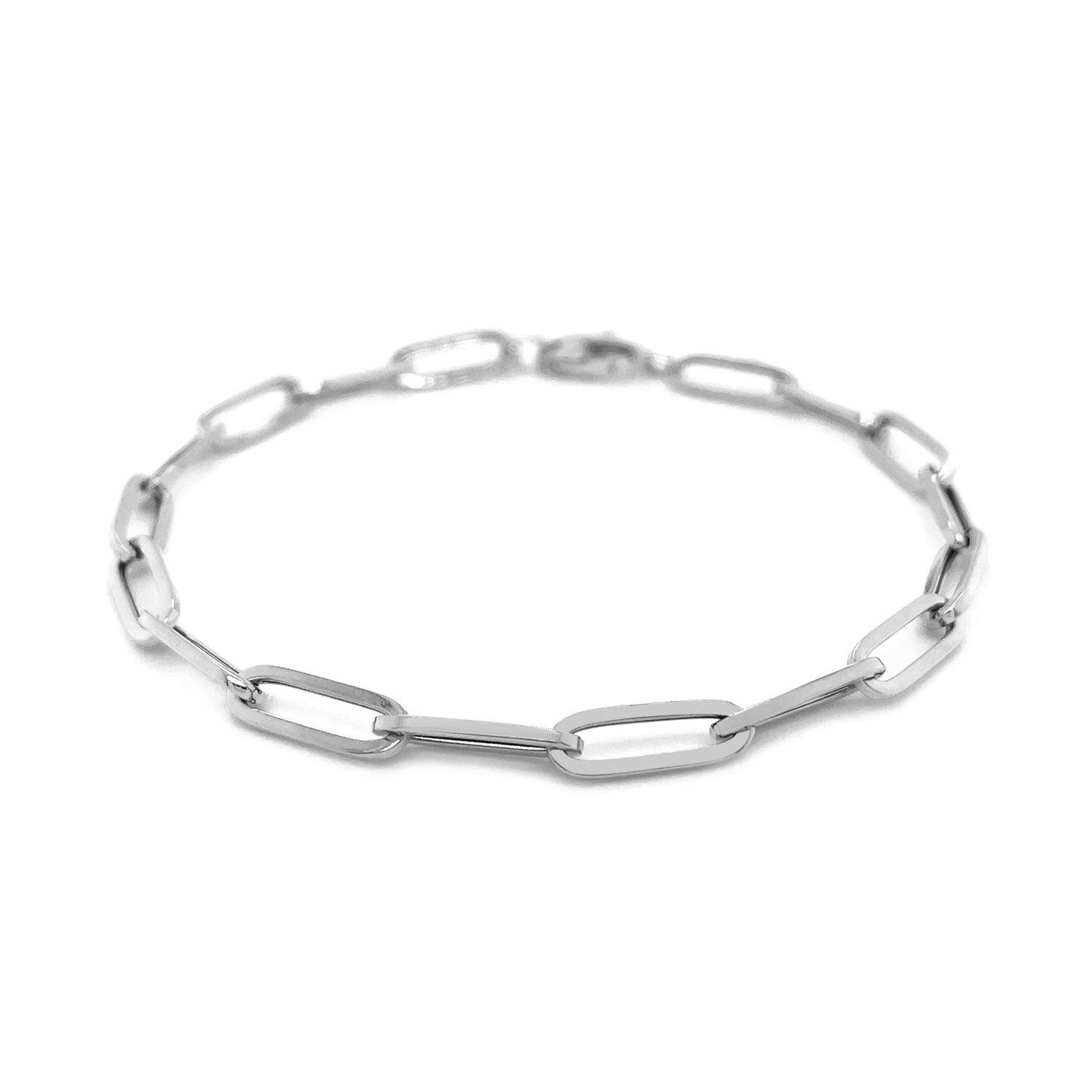 14K White Gold Bold Paperclip Chain Bracelet (4.20 mm)