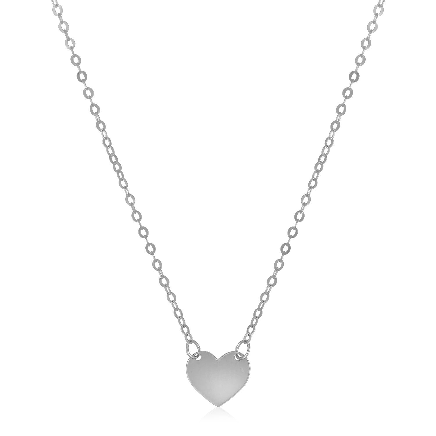 14k White Gold Polished Mini Heart Necklace