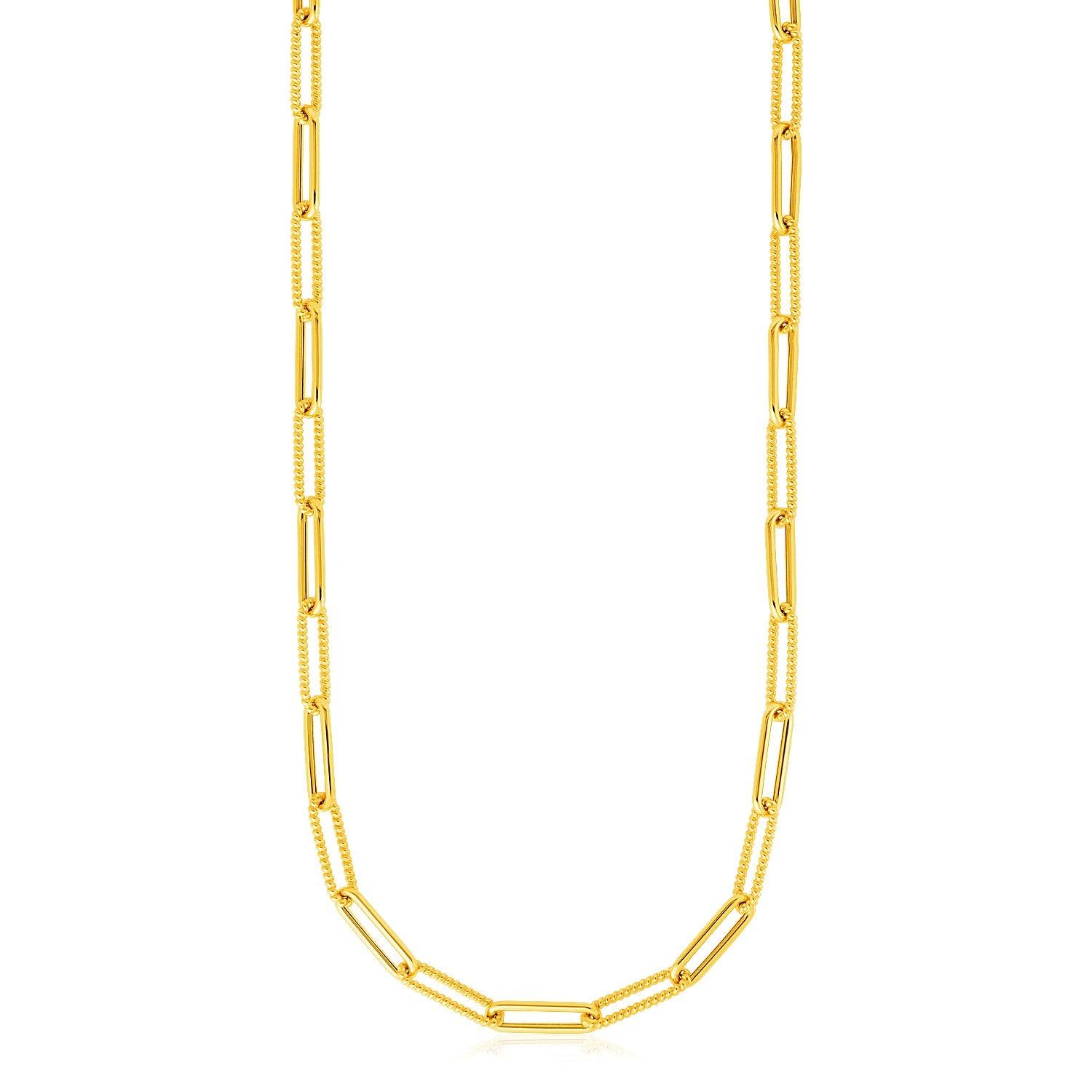 14k Yellow Gold Textured Paperclip Chain (3.50 mm)