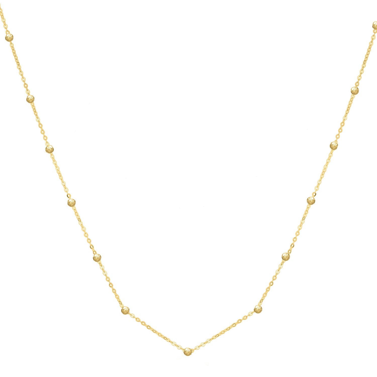 Textured Saturn Bead Necklace in 14K Yellow Gold