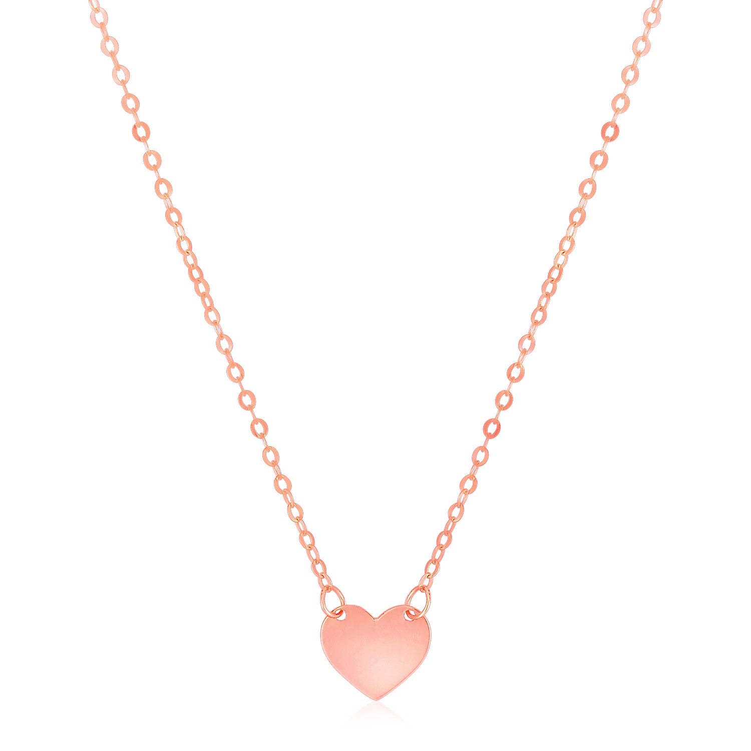 14k Rose Gold Polished Mini Heart Necklace