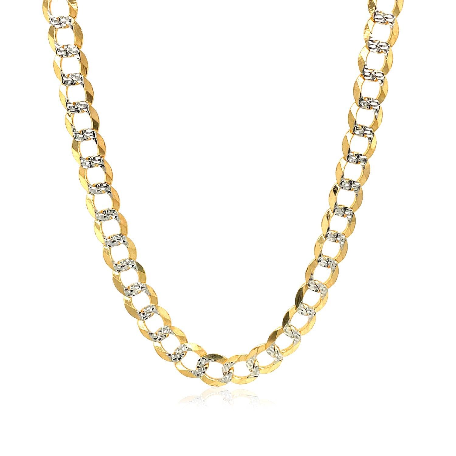 14k Two Tone Gold Pave Curb Chain (5.70 mm)