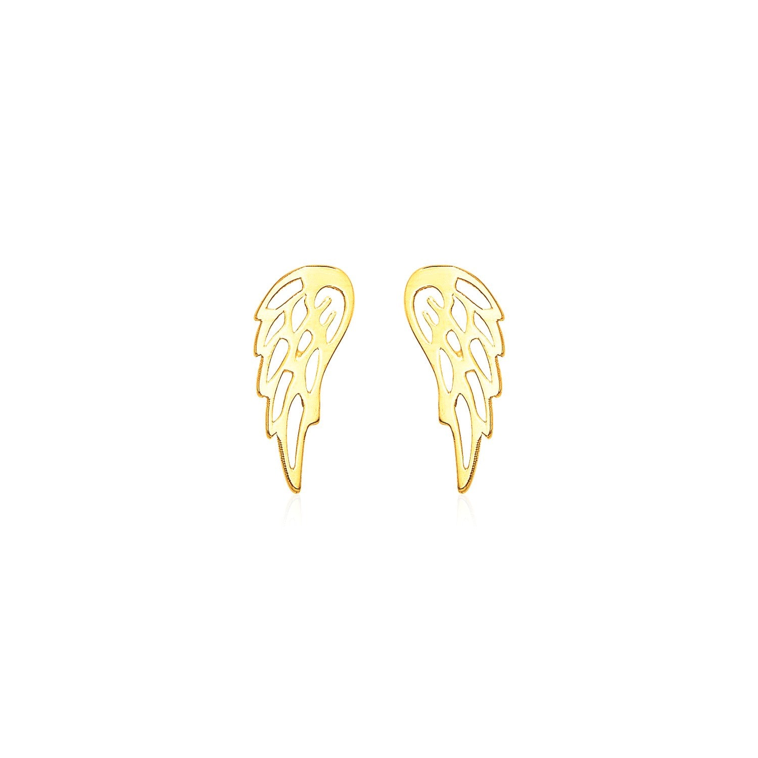 14k Yellow Gold Polished Wing Post Earrings