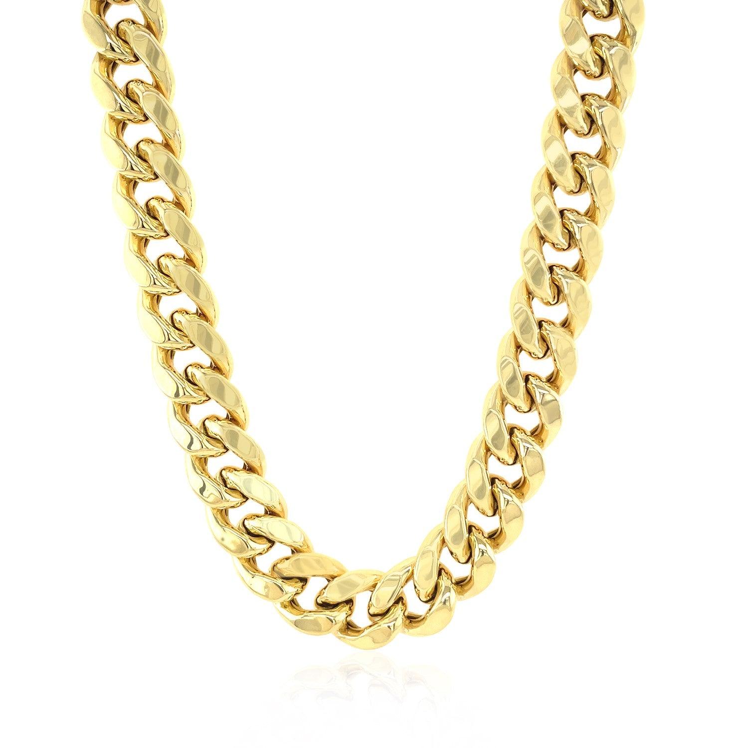 14k Yellow Gold Semi Solid Miami Cuban Chain (10.70 mm)