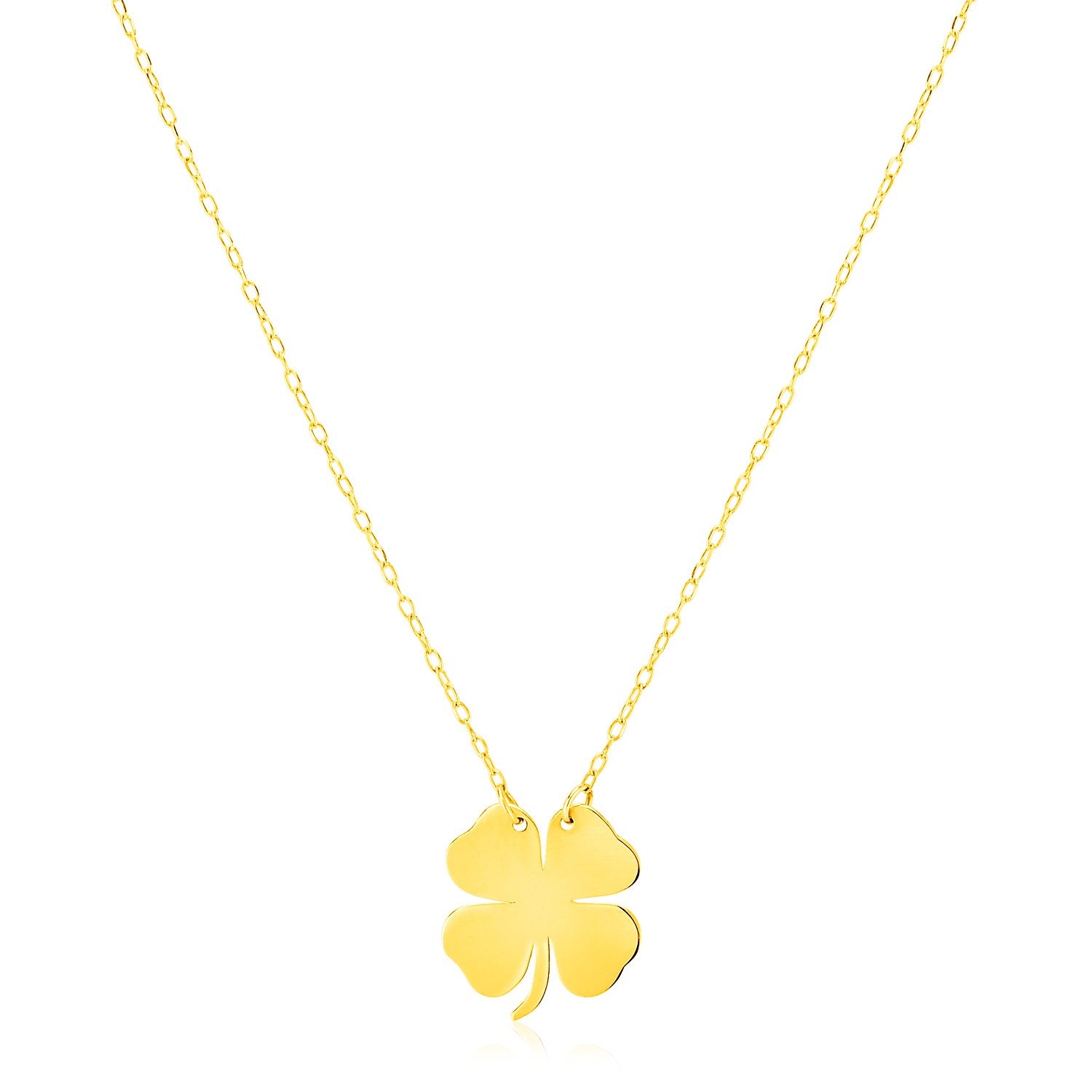 14K Yellow Gold Four Leaf Clover Necklace