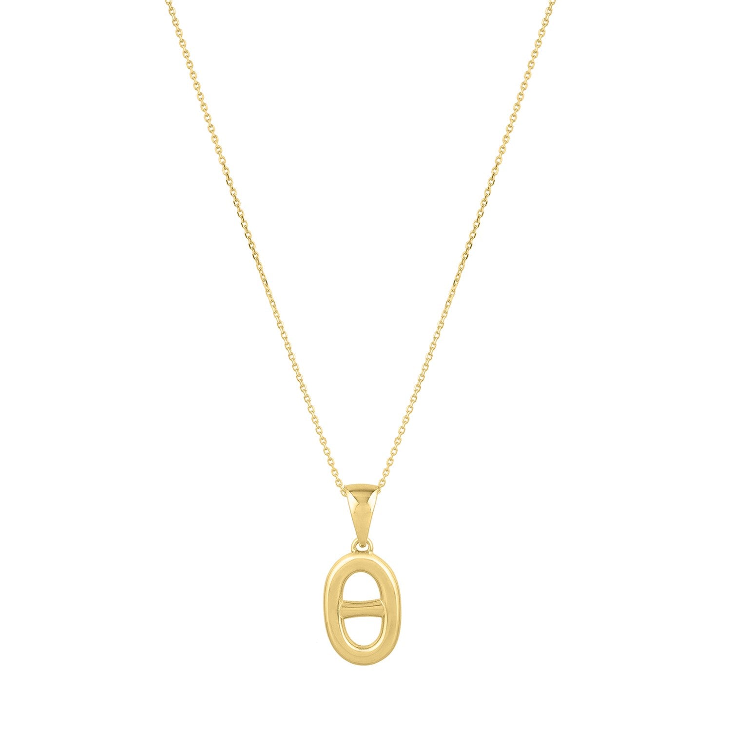 Polished Puff Mariner Link Necklace in 14K Yellow Gold