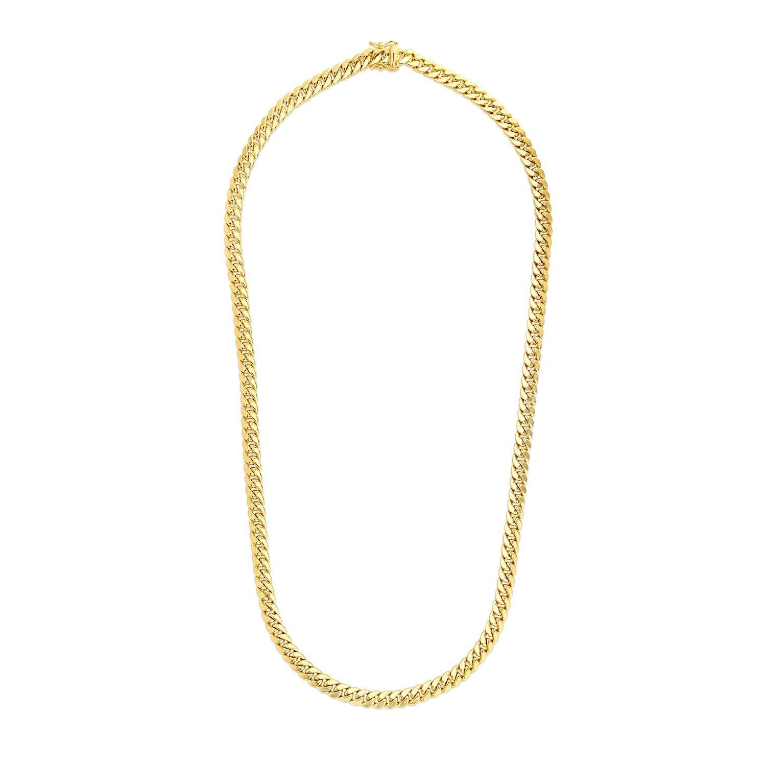 14k Yellow Gold Semi Solid Miami Cuban Chain (6.60 mm)