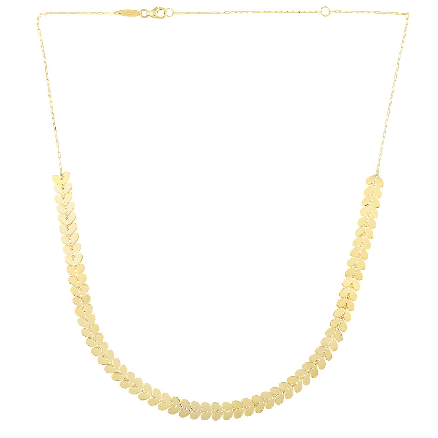 14k Yellow Gold Polished Heart Link Chain Necklace