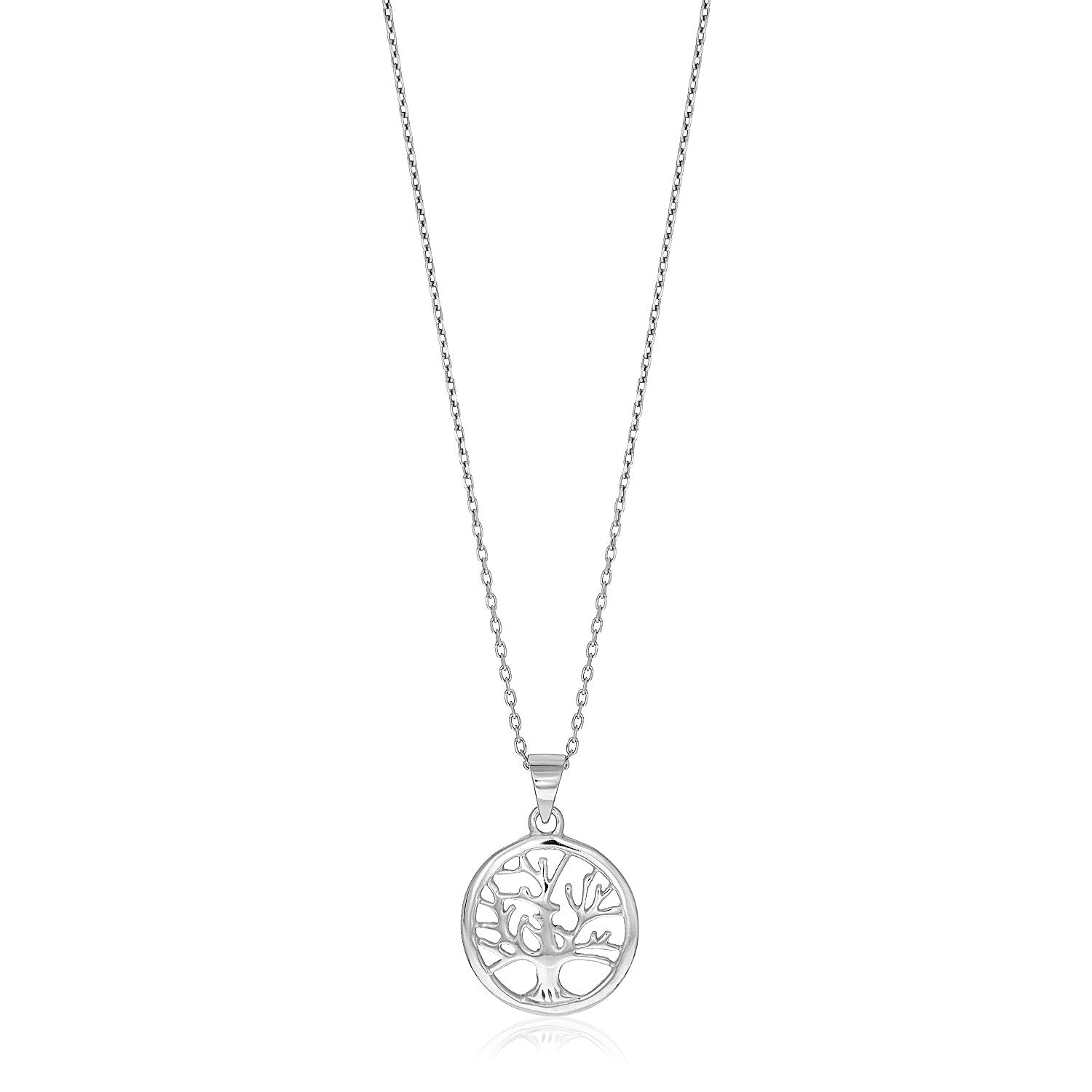 Sterling Silver inch Round Tree of Life Necklace