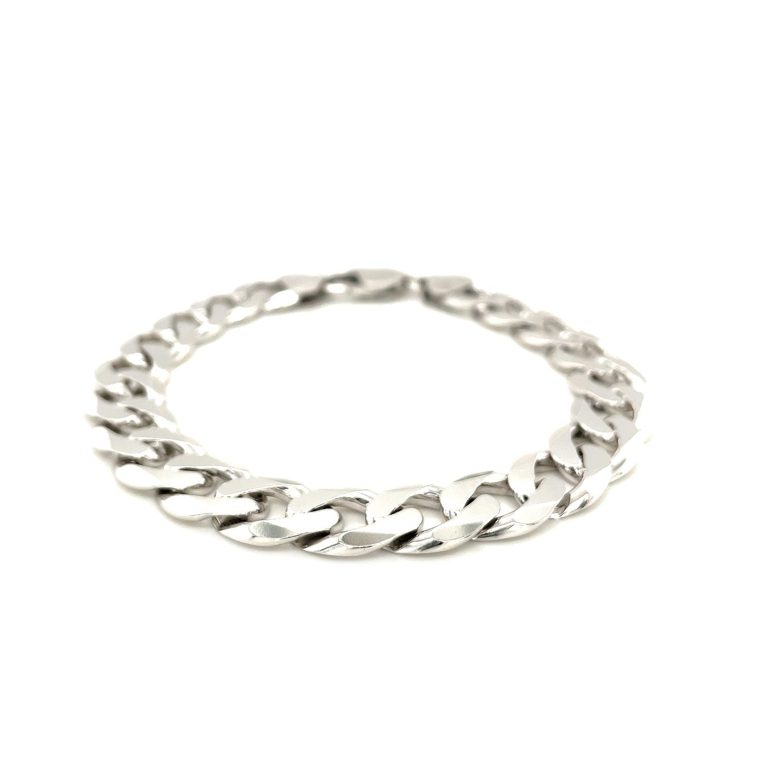 Rhodium Plated Sterling Silver Curb Style Bracelet (11.60 mm)