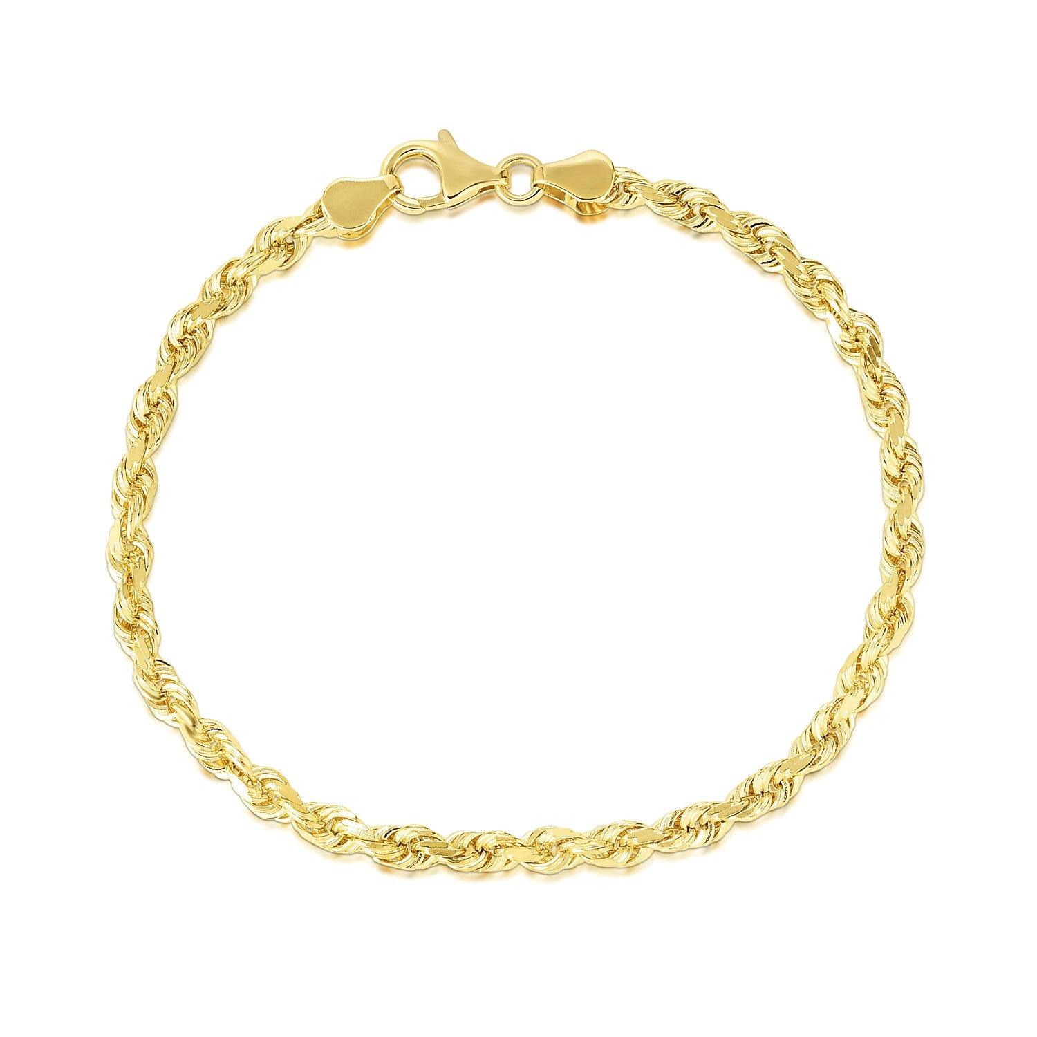 10k Yellow Gold Solid Diamond Cut Rope Bracelet (5.00 mm)