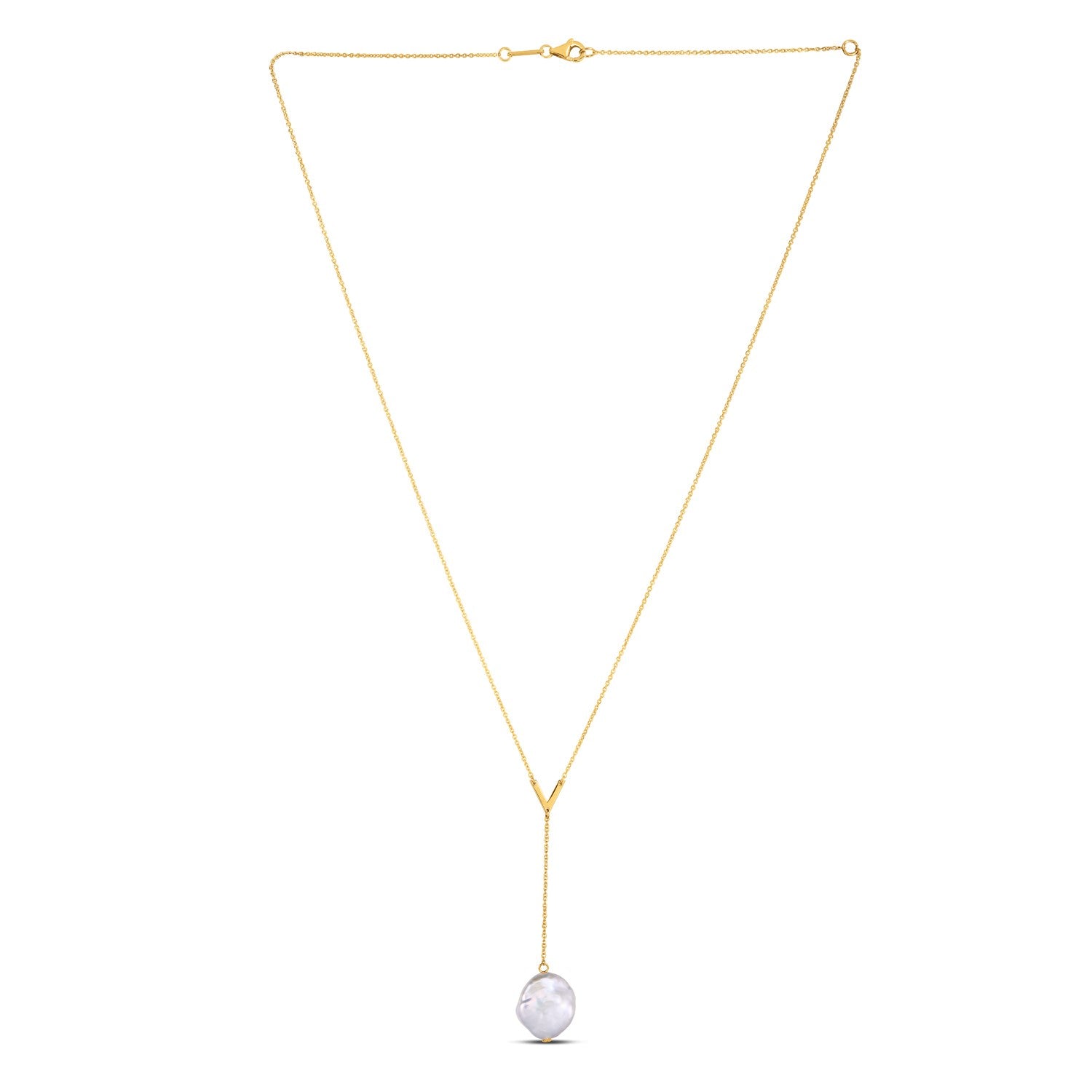 14k Yellow Gold Tesoro Pearl Lariat Necklace