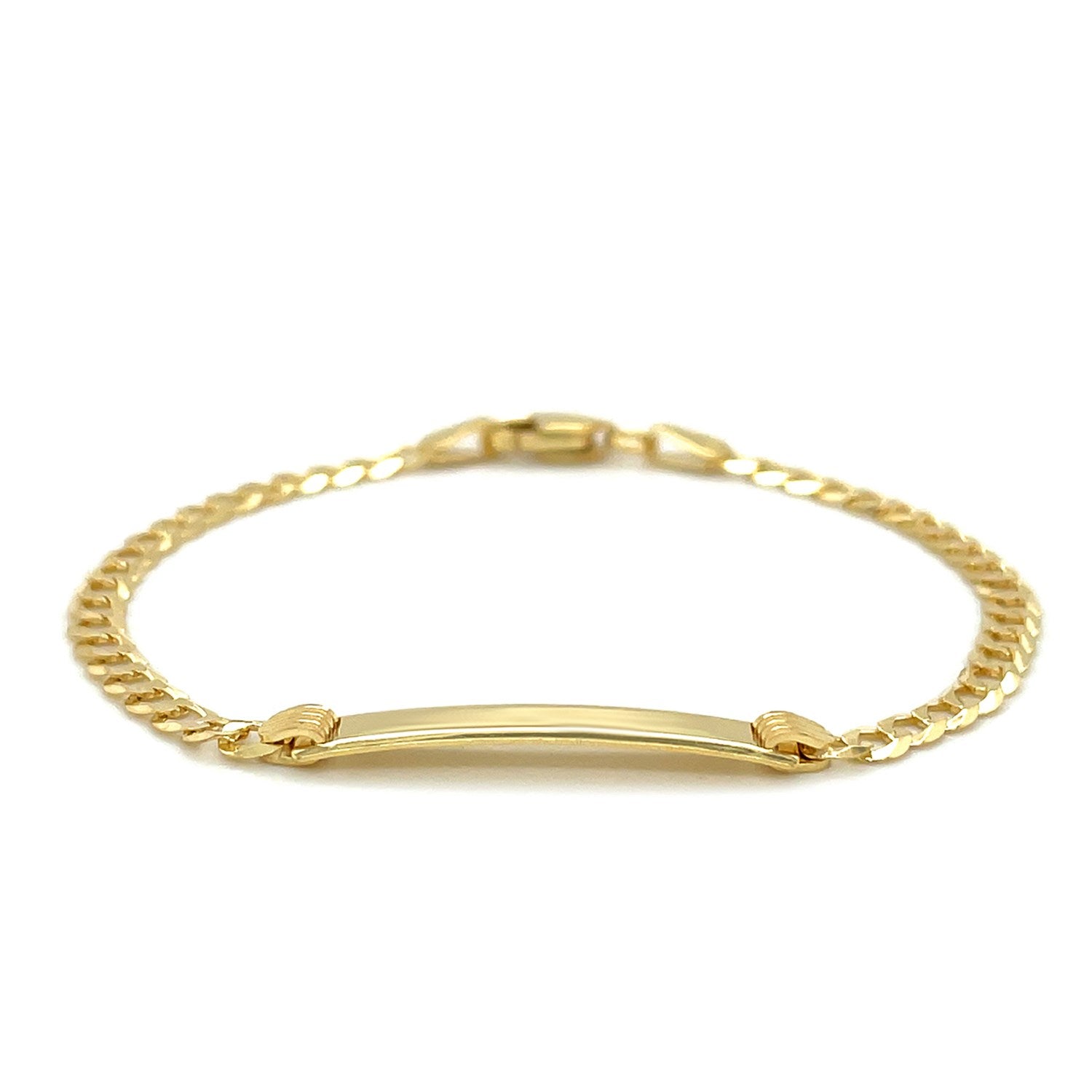 14k Yellow Gold Curb Link Style Childrens ID Bracelet (3.30 mm)