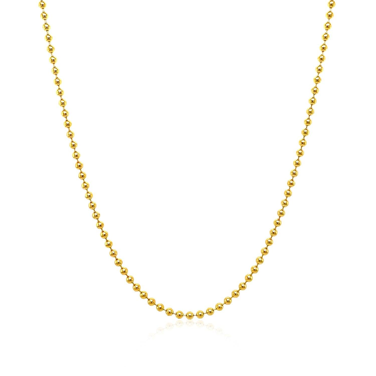 14k Yellow Gold Bead Chain 1.5mm (1.50 mm)