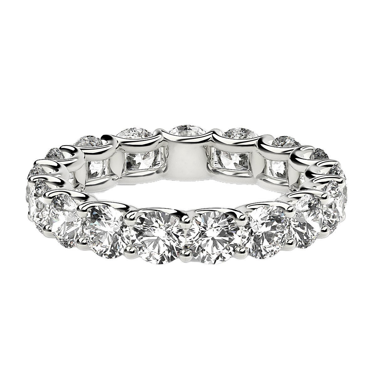 Round Cut Lab Grown Diamond Eternity Ring in 14k White Gold (3 cttw FG/VS2)