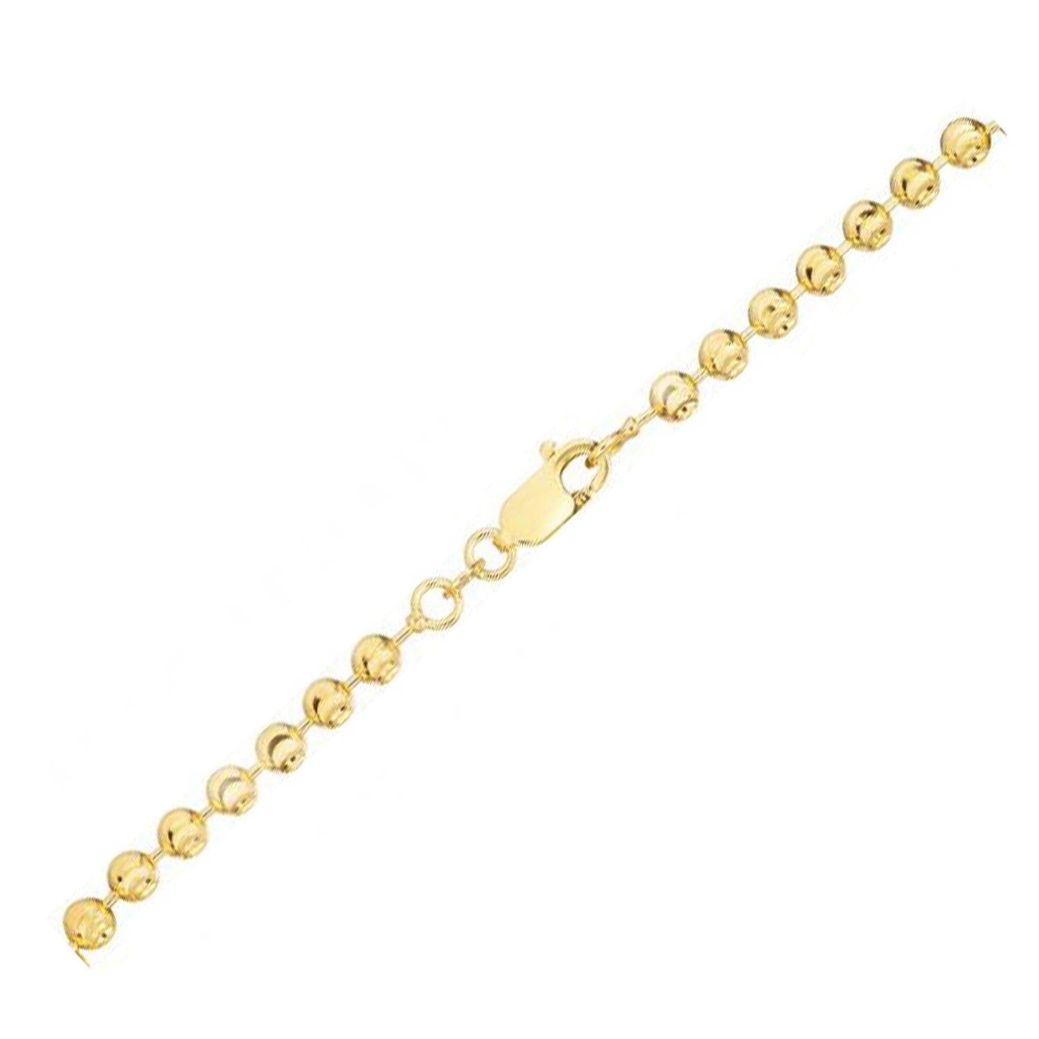 Moon Cut Bead Chain Bracelet in 14k Yellow Gold  (3.00 mm)